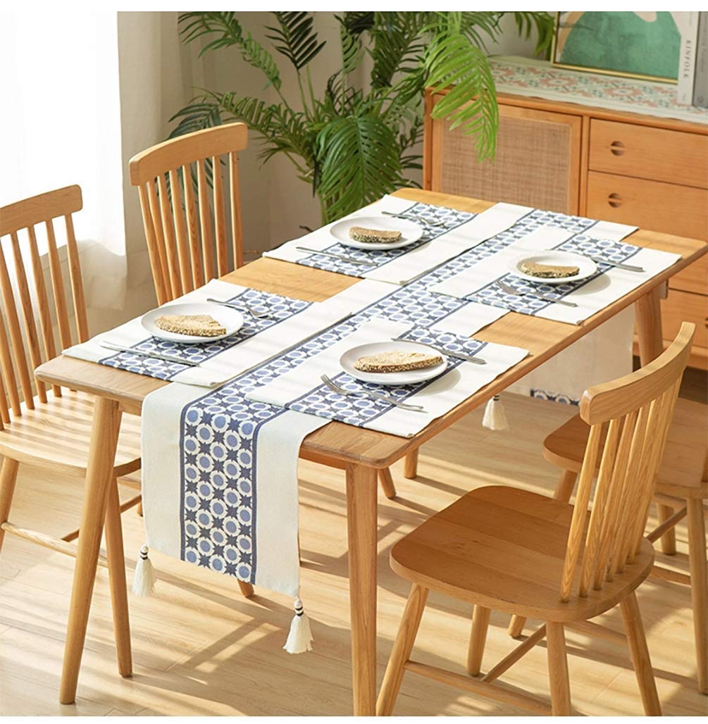 Fennco Styles Diamond Print Braided Cotton Placemats 14" W x 19" L, Set of 4