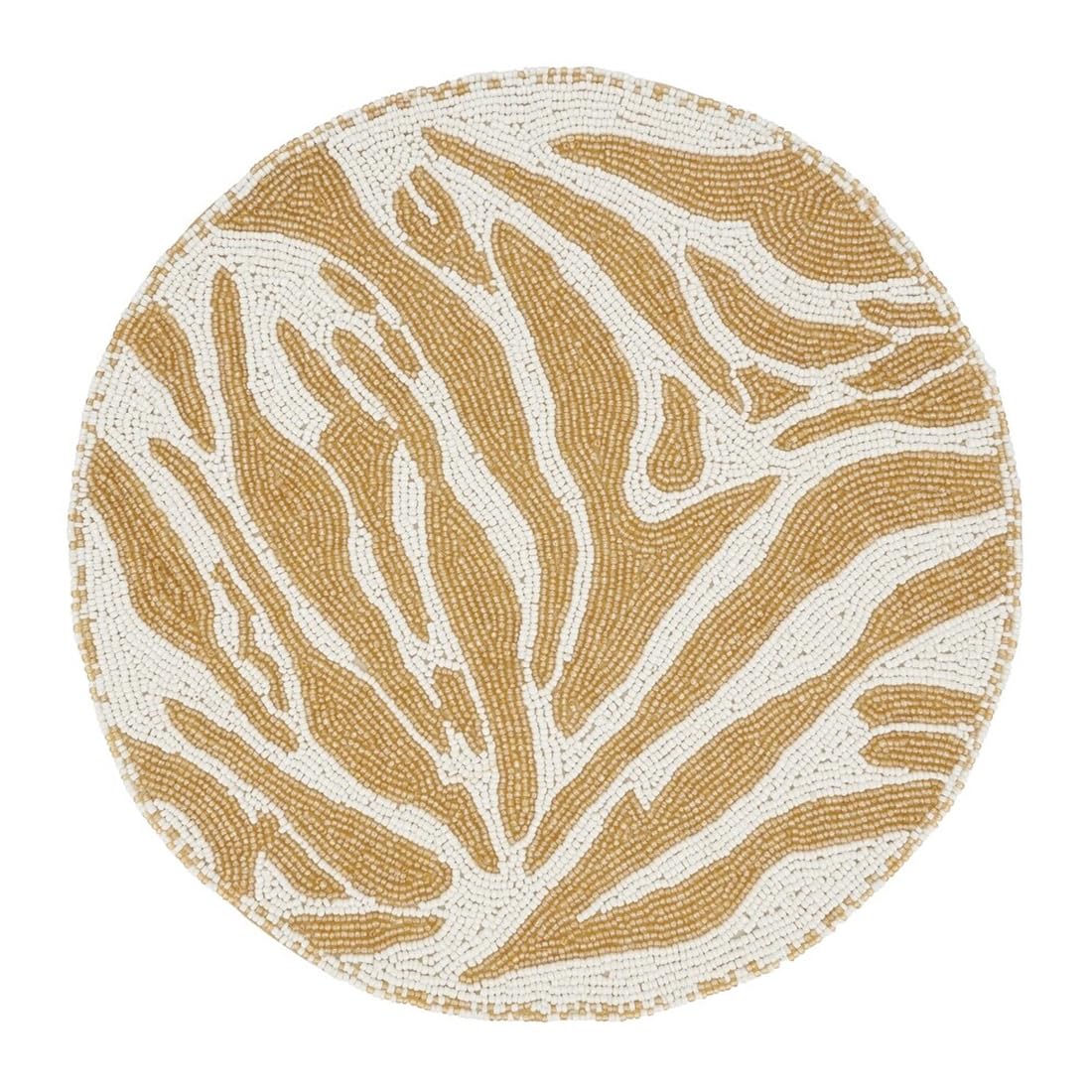Fennco Style Safari Charm Beaded Zebra Placemat 14" Round, 1-Piece - Black & White Glam Animal Pattern Table Mat for Home Décor, Family Gatherings, Birthdays and Special Events