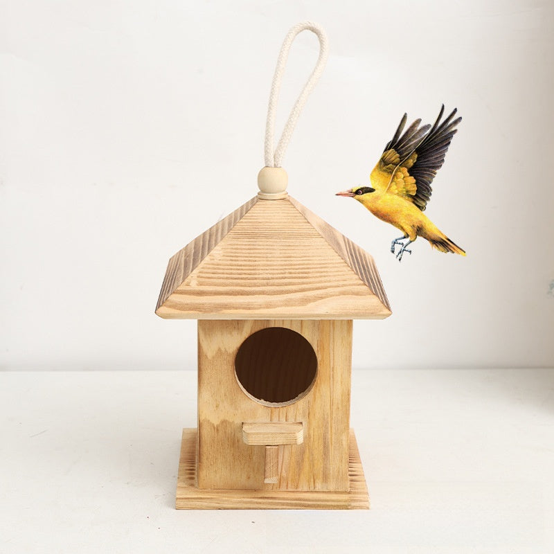 Wooden Birdhouse Bird Feeder Outdoor Hanging Decoration