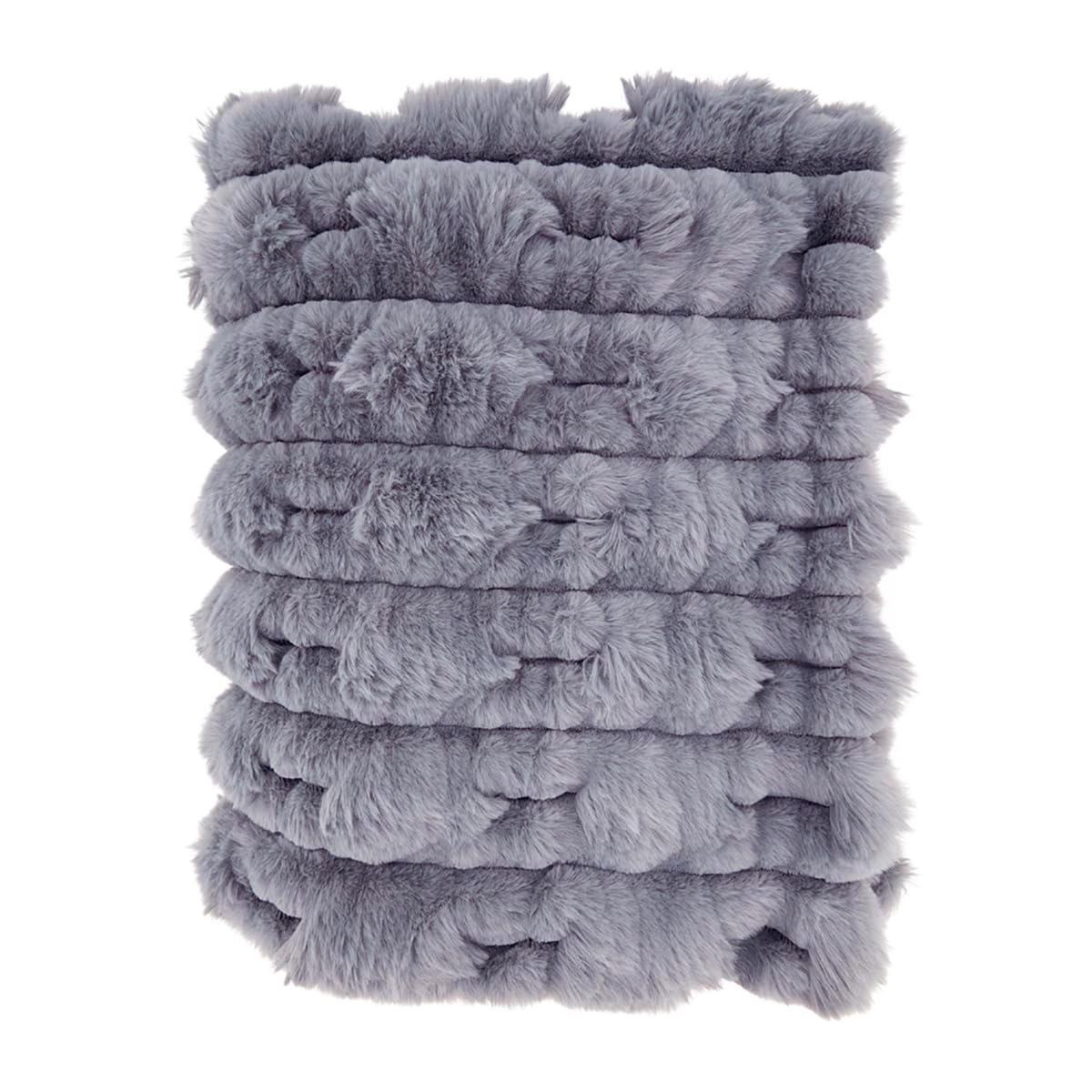 Fennco Styles Faux Rabbit Fur Throw Blanket 50" W X 60" L - Grey Plush Fluffy Soft Blanket for Home, Couch, Bedroom, Living Room, Office, and Holiday Décor