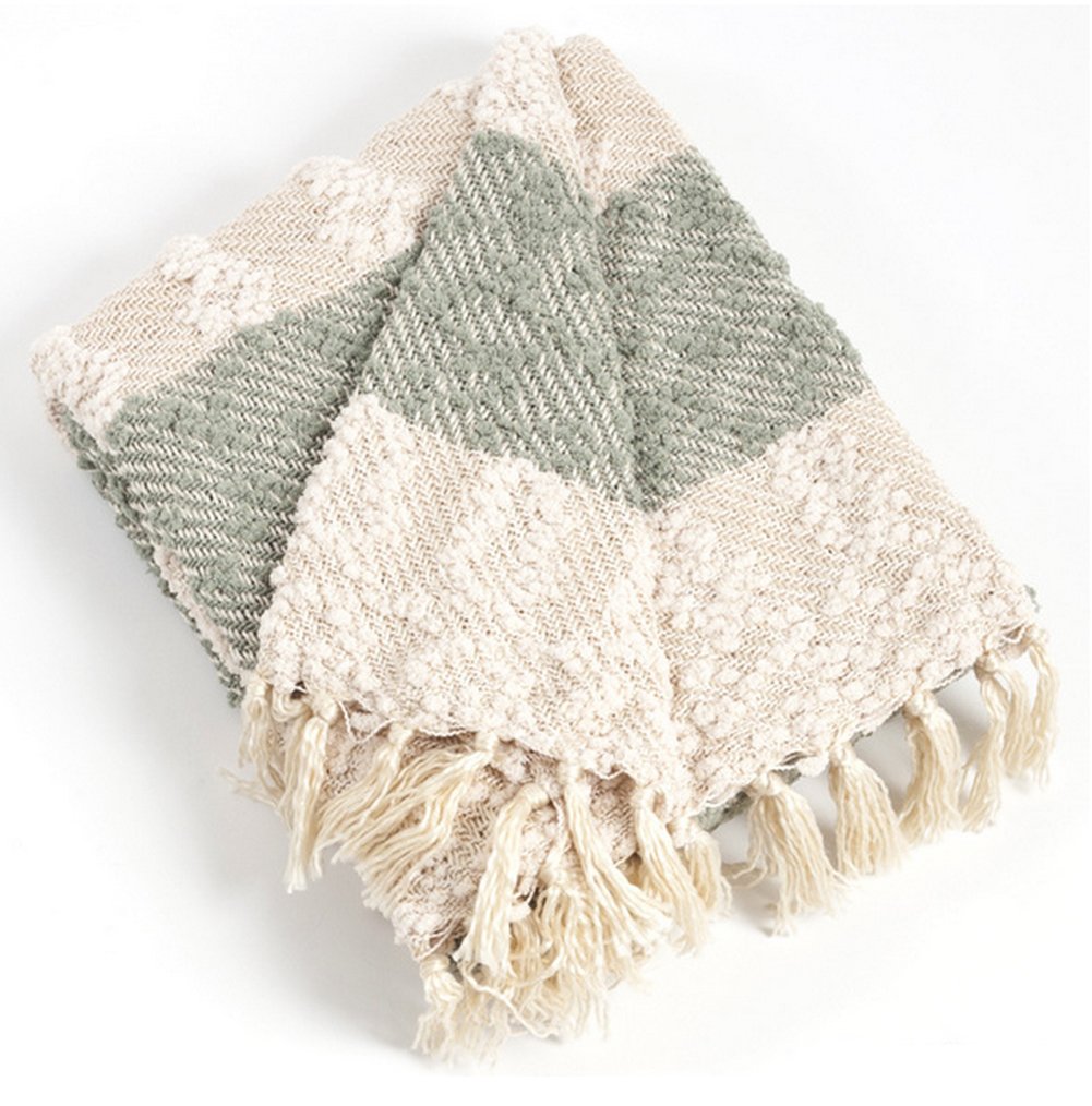 Fennco Styles Nubby Design Striped Throw Blanket with Tassel 50" W X 60" L - Grey Woven Blanket for Home, Couch, Bedroom, Living Room Decor and Housewarming, Holiday, Birthday Gift