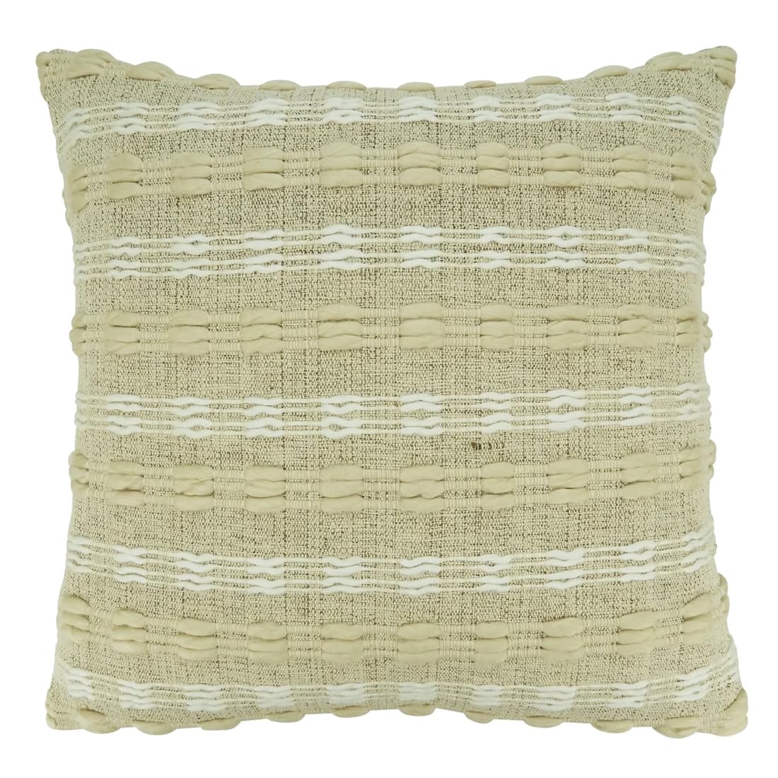 Fennco Styles Natural Stripe Woven Deisgn Decorative Throw Pillow Cover 20" W x 20" L - Modern Textured Cushion Case for Home, Couch, Bedroom, Living Room and Office Décor