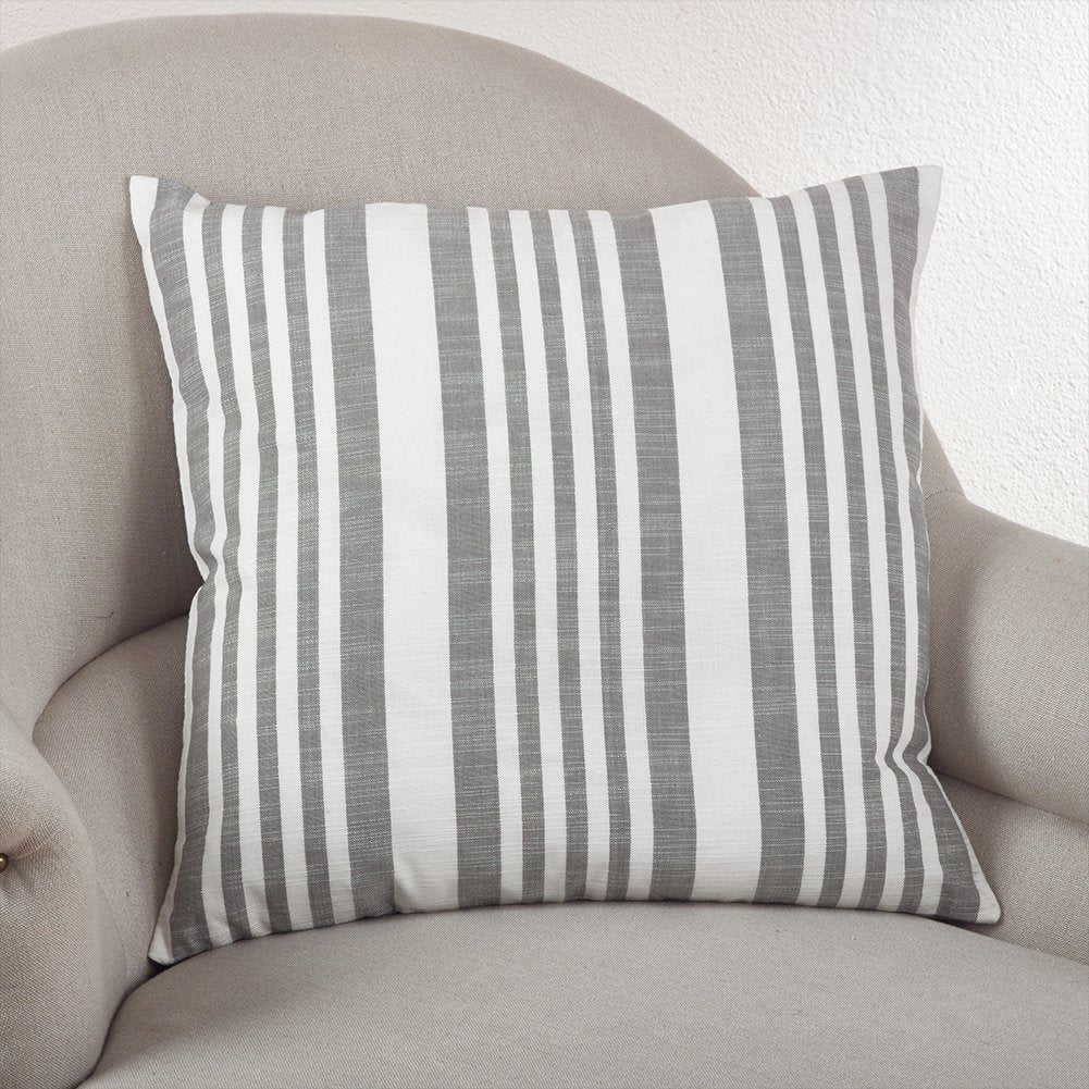 Fennco Styles Nautical Striped Down Filled Cotton Throw Pillow 20" Square-3 Colors
