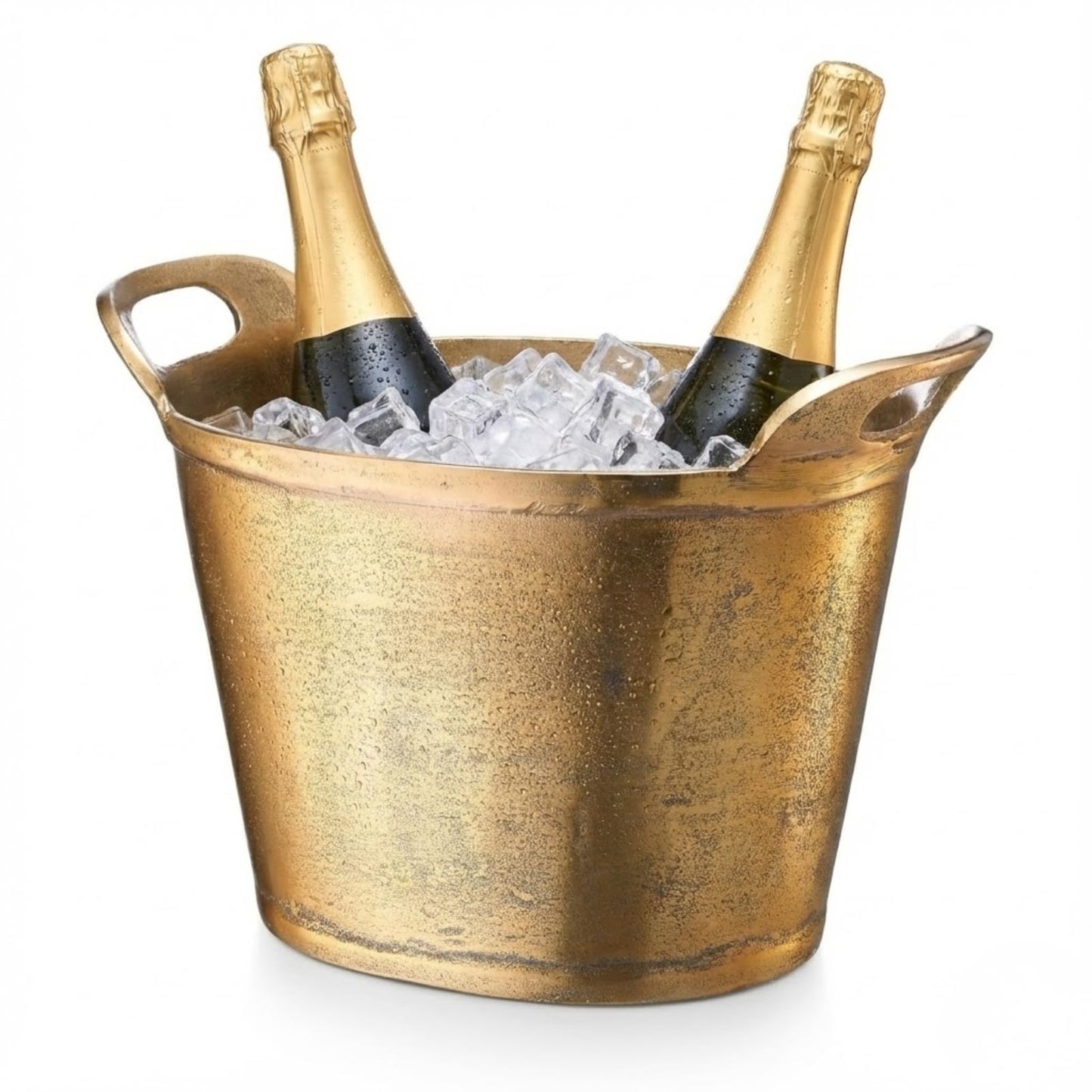 Solid Bronze Gold 12-Quart Double-Walled Insulated Ice Bucket & Champagne Cooler (13.4" x 9.45")