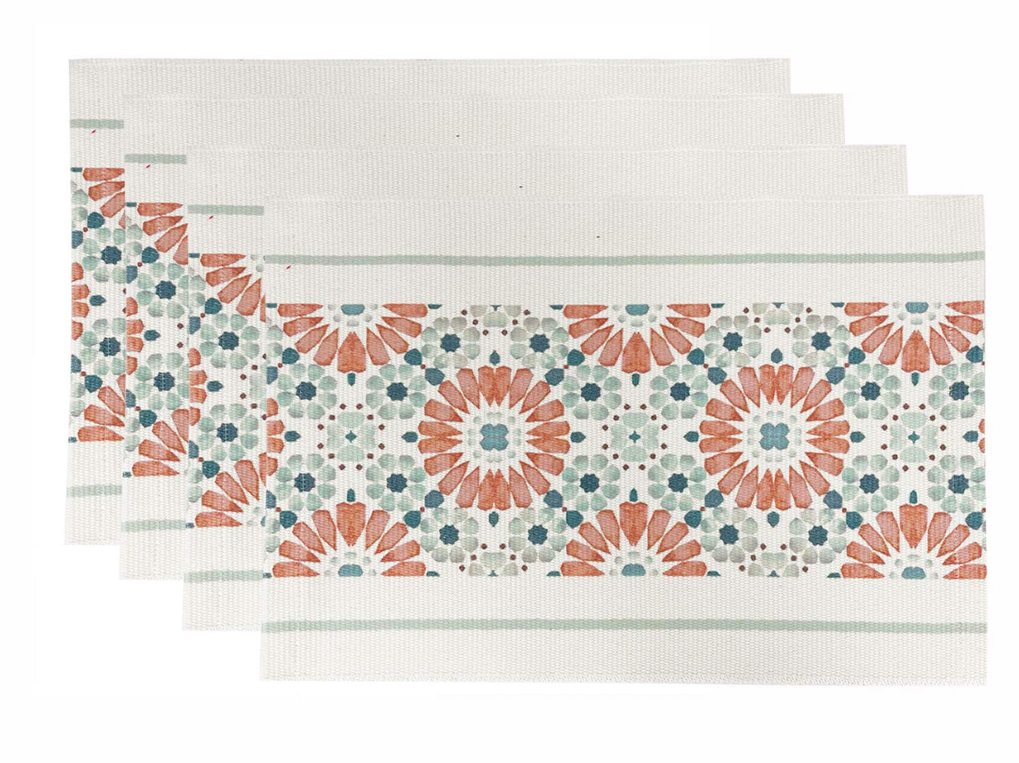 Fennco Styles Diamond Print Braided Cotton Placemats 14" W x 19" L, Set of 4