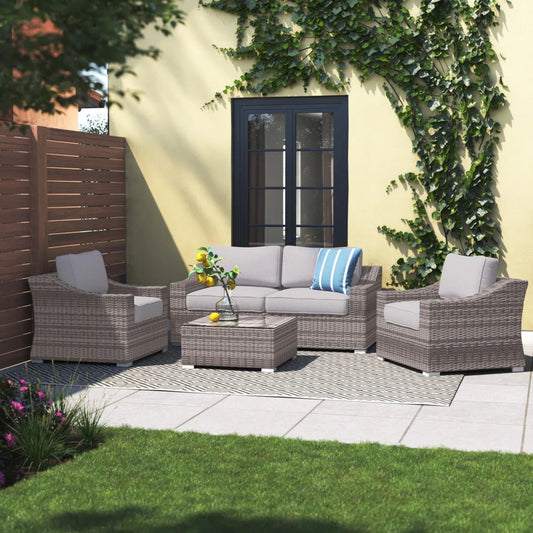 LSI 4-Seater Wicker Conversation Set with Cushions