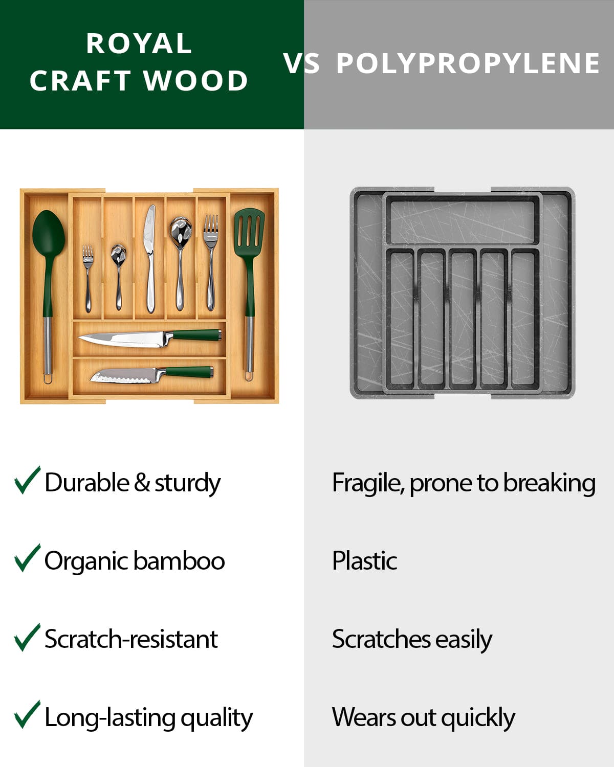 Silverware Drawer Organizer, Natural (9 Slots)