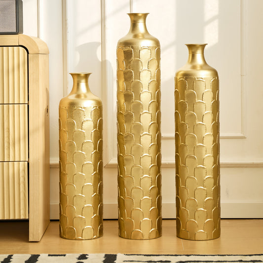 Floor Metal Vases Decorated