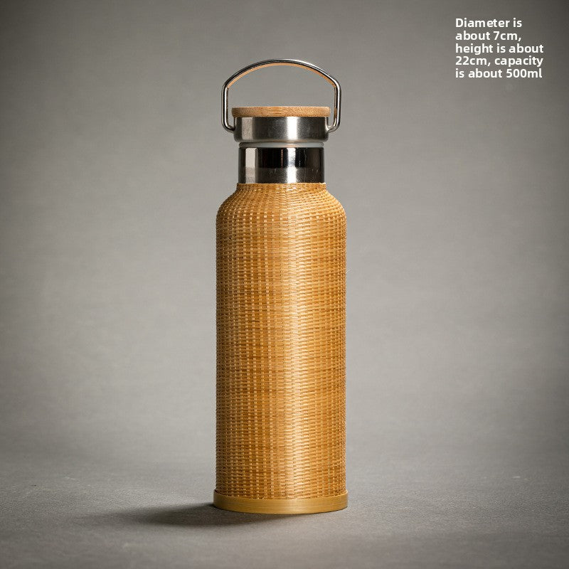 Handwoven Bamboo Stainless Steel Thermos Cup