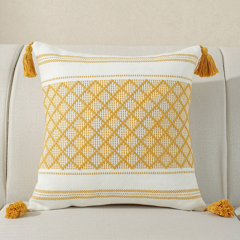 Cotton Linen Decorative Pillow and Lumbar Support Cushion