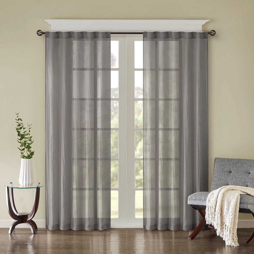 Solid Crushed Curtain Panel Pair (2 Pcs)