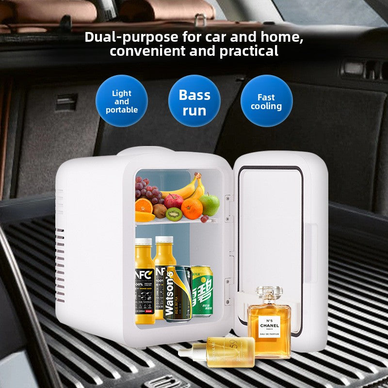 Mini Car Refrigerator with LED Mirror and Temperature Control