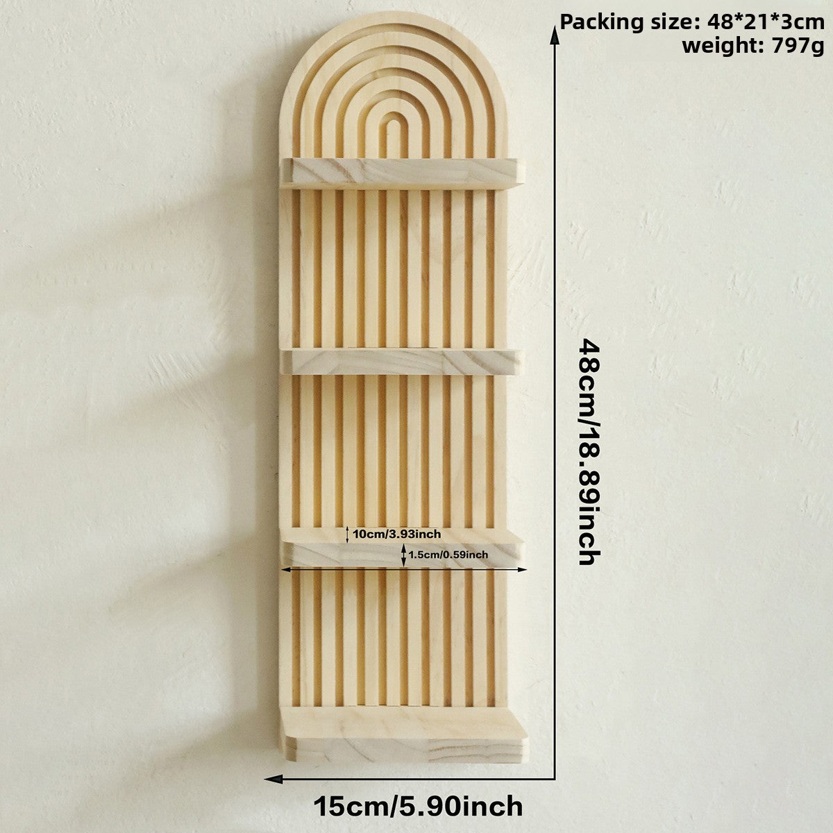 Bohemian Oval Thread Solid Wood Wall Flower Pot Storage Rack