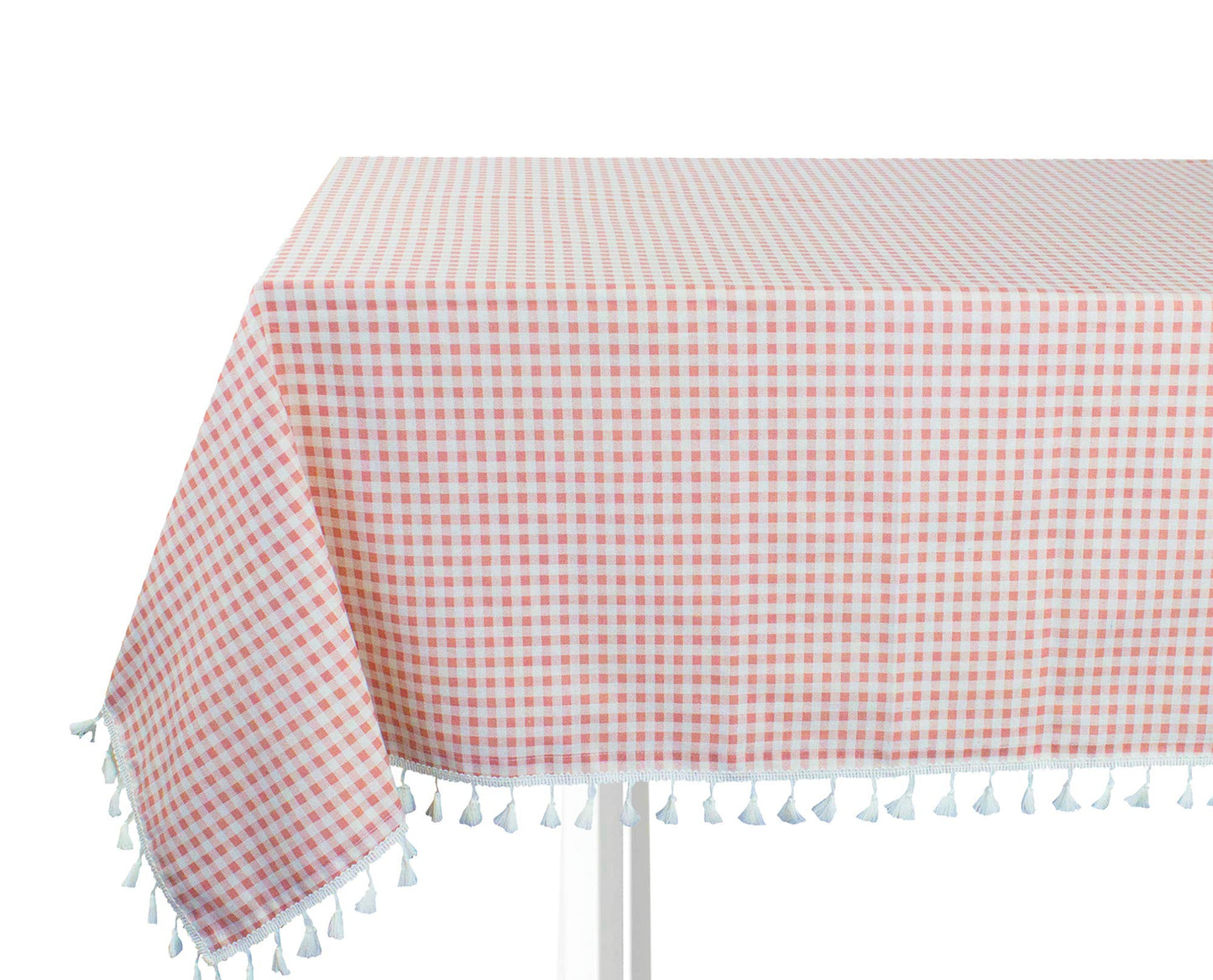 Fennco Styles Simply Striped Tassel Cotton Blend 55 x 55 Inch Tablecloth - Green Table Cover for Banquets, Holiday, Special Events, Outdoor and Home Décor