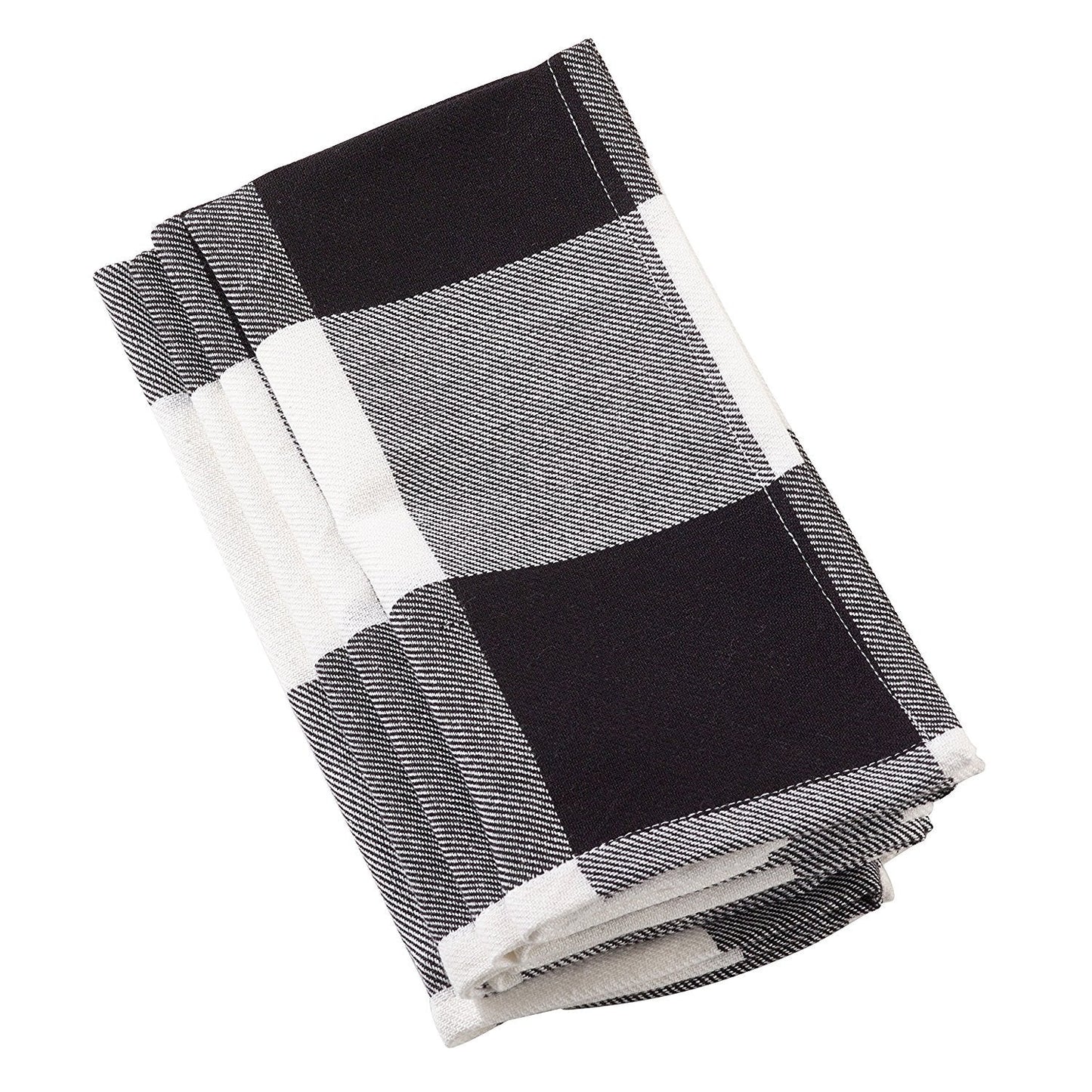 Fennco Styles Holiday Black Buffalo Check Plaid Cotton Cloth Napkins 20"x20", Set of 4
