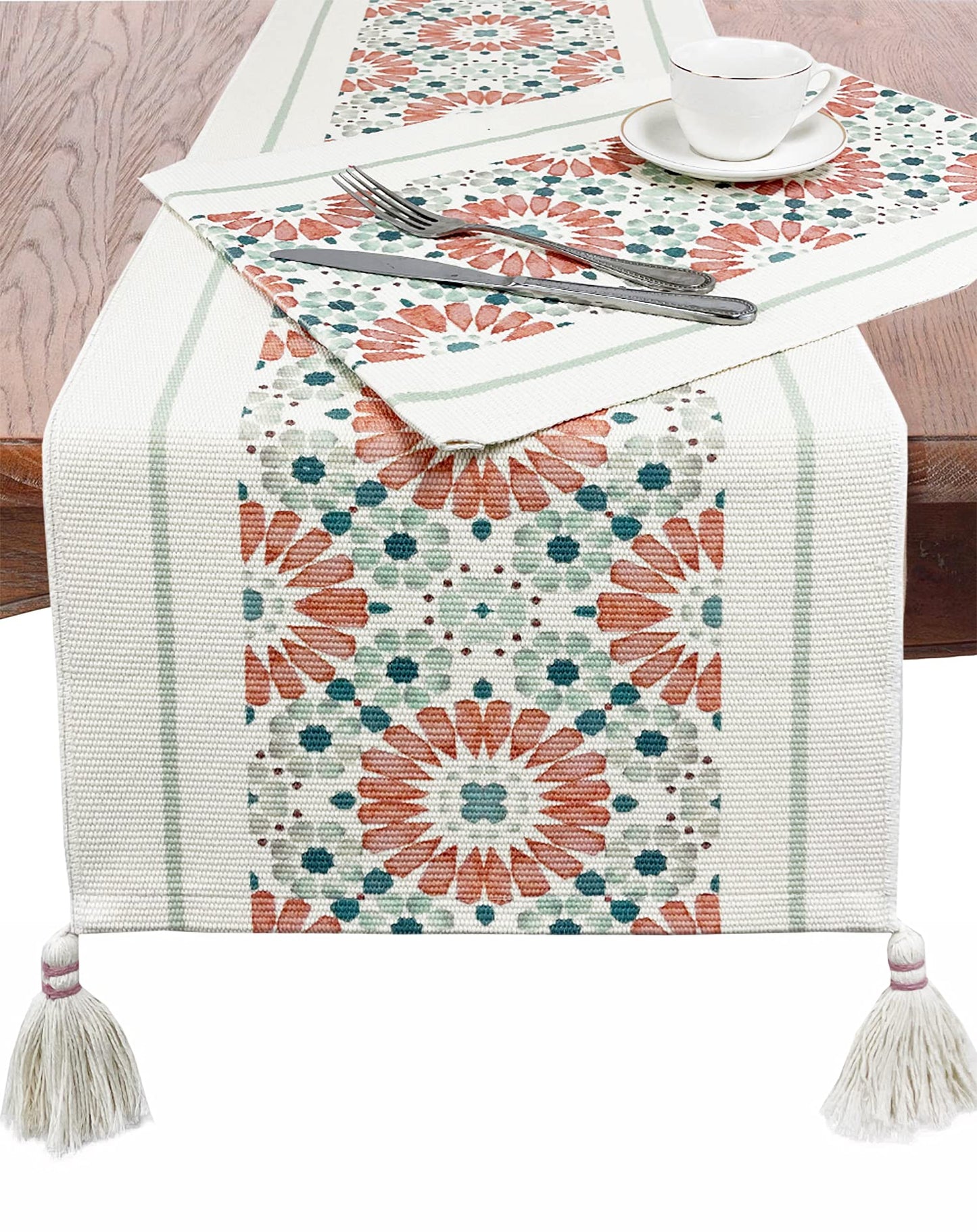 Fennco Styles Diamond Print Braided Cotton Placemats 14" W x 19" L, Set of 4