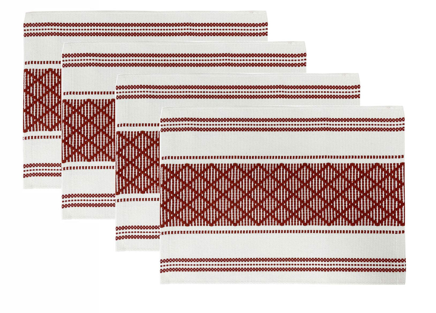 Fennco Styles Diamond Stitch Design Cotton Blend Placemats 14" W x 19" L, Set of 4 - Black Geometric Woven Table Mats for Boho Décor, Home, Dining Table, Banquets, Family Gatherings, Special Occasion