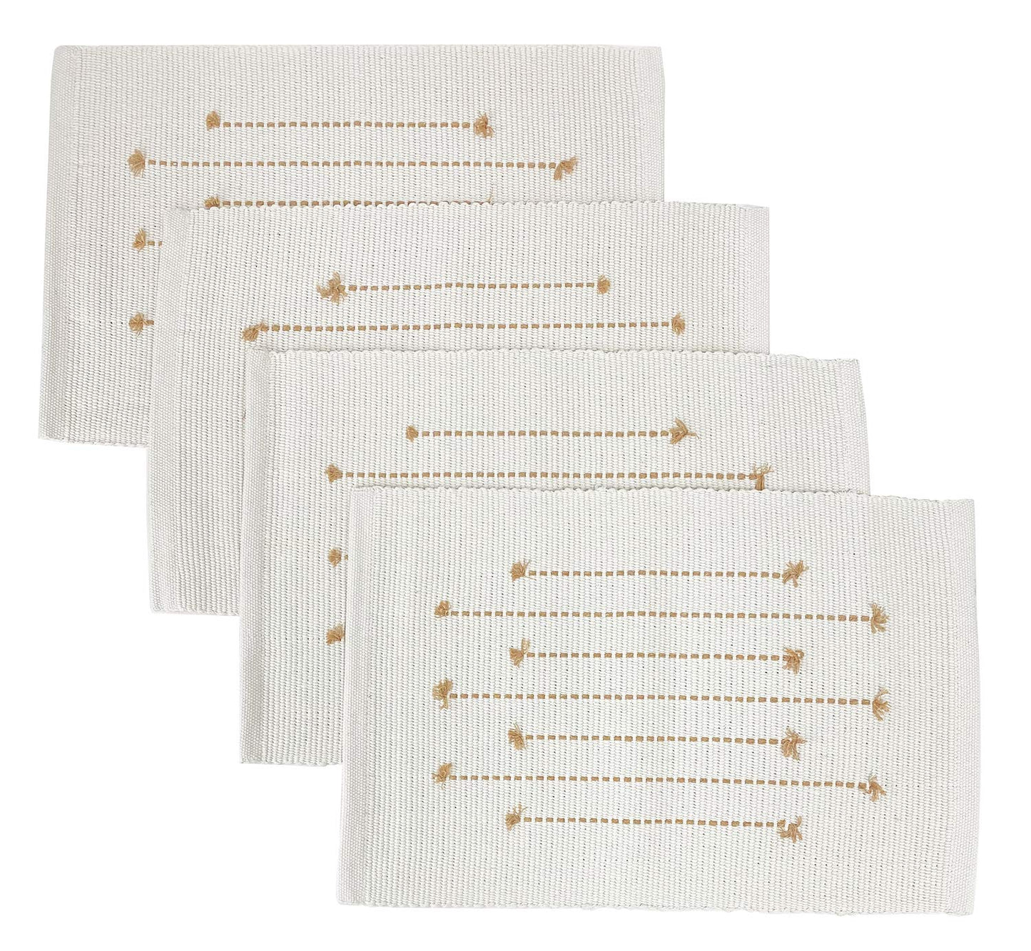 Fennco Styles Black Stripe Textured Minimalist Decorative Cotton Placemats 13" W x 19" L, Set of 6 - Heat Resistant Insulation Table Mats for Home Décor, Dining Table, Banquets and Special Events