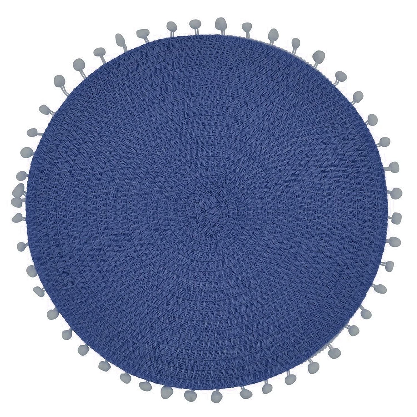 Fennco Styles Pom Pom Textured Placemats 15 Inches Round, Set of 4 – Modern Traycloth Table Mats for Home, Dining Room Décor, Banquets, Indoor & Outdoor and Special Events