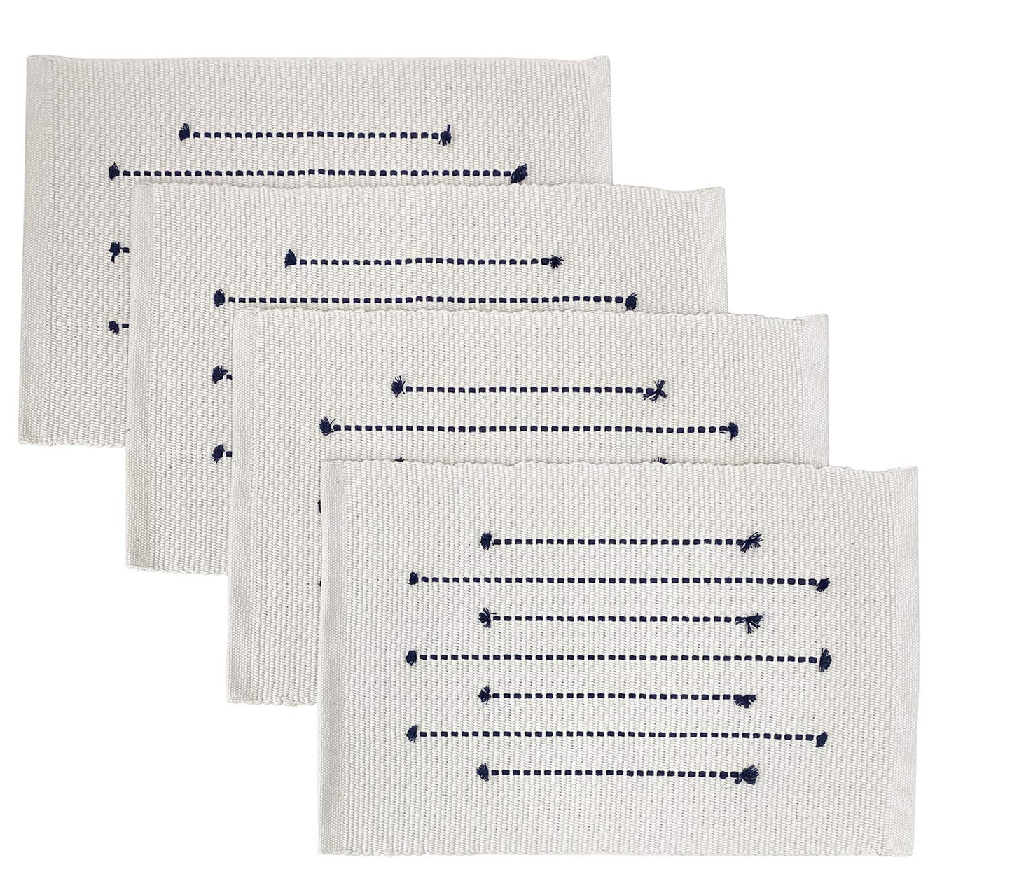 Fennco Styles Black Stripe Textured Minimalist Decorative Cotton Placemats 13" W x 19" L, Set of 6 - Heat Resistant Insulation Table Mats for Home Décor, Dining Table, Banquets and Special Events