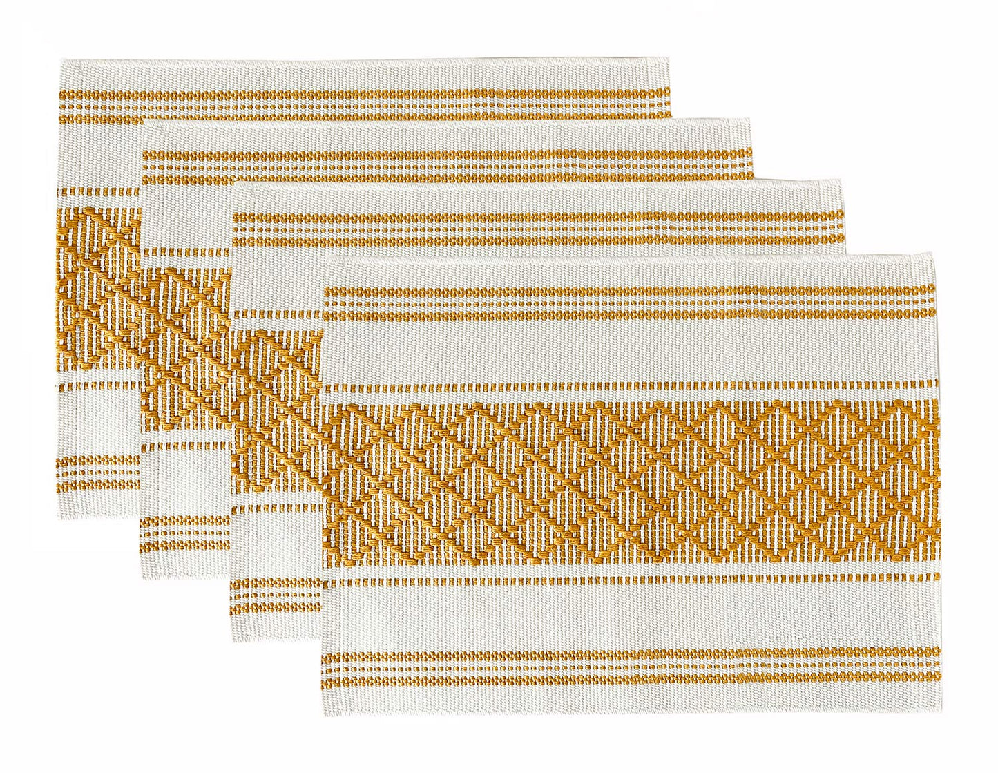 Fennco Styles Diamond Stitch Design Cotton Blend Placemats 14" W x 19" L, Set of 4 - Black Geometric Woven Table Mats for Boho Décor, Home, Dining Table, Banquets, Family Gatherings, Special Occasion
