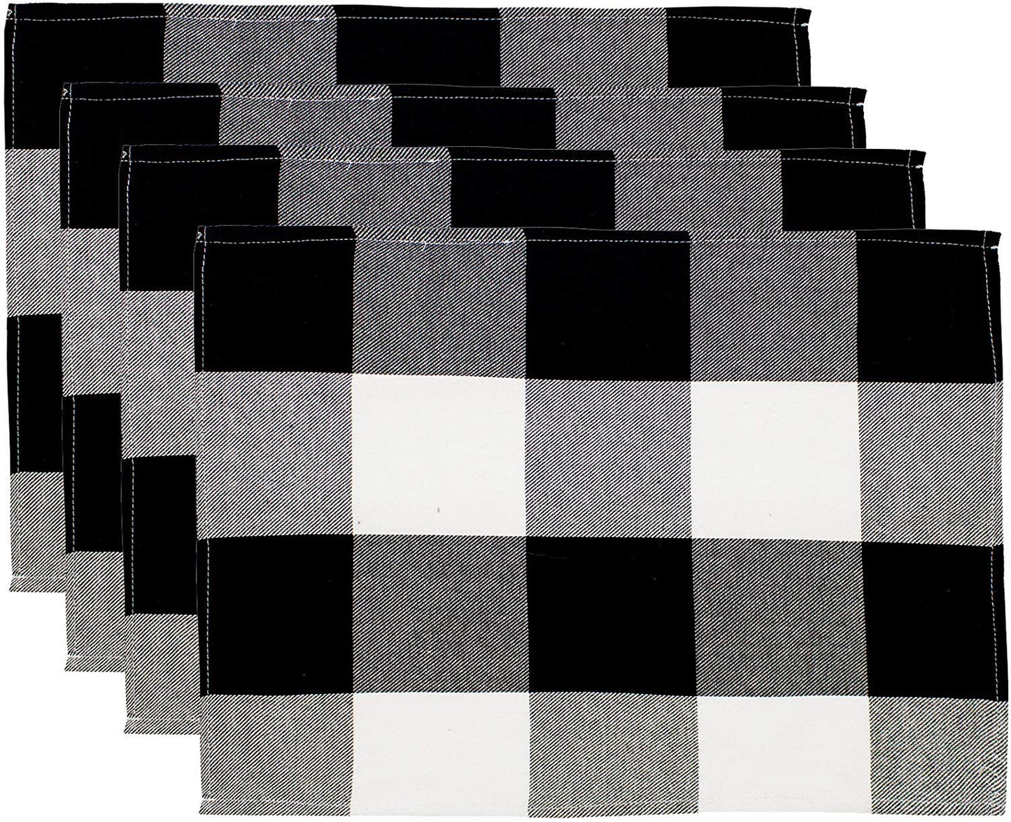 Fennco Styles Rustic Buffalo Check Holiday Plaid Cotton Placemats 14" x 20", Set of 4