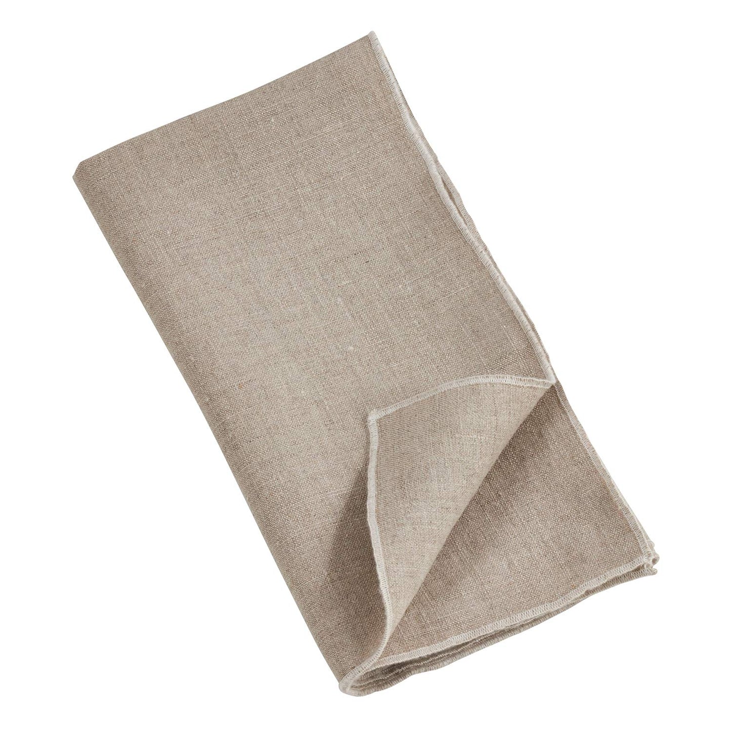 Fennco Styles Amelia Collection Classic Stonewashed Border Stitch 100% Pure Linen 20 x 20 Inch Cloth Napkins – Natural Dinner Napkins for Banquet, Wedding, Special Events and Home Décor