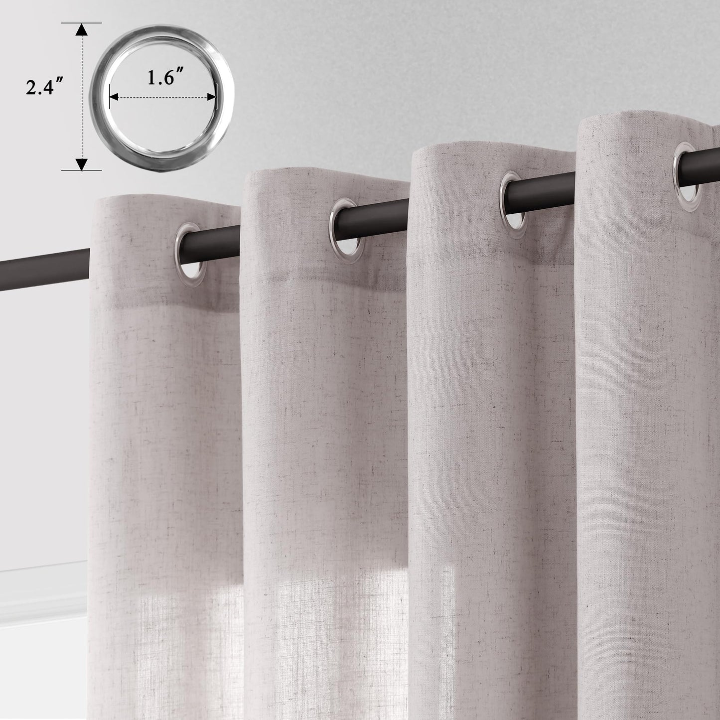 Aersas Champagne Linen Curtains 52x108in 2 Panels Grommet Light Filtering