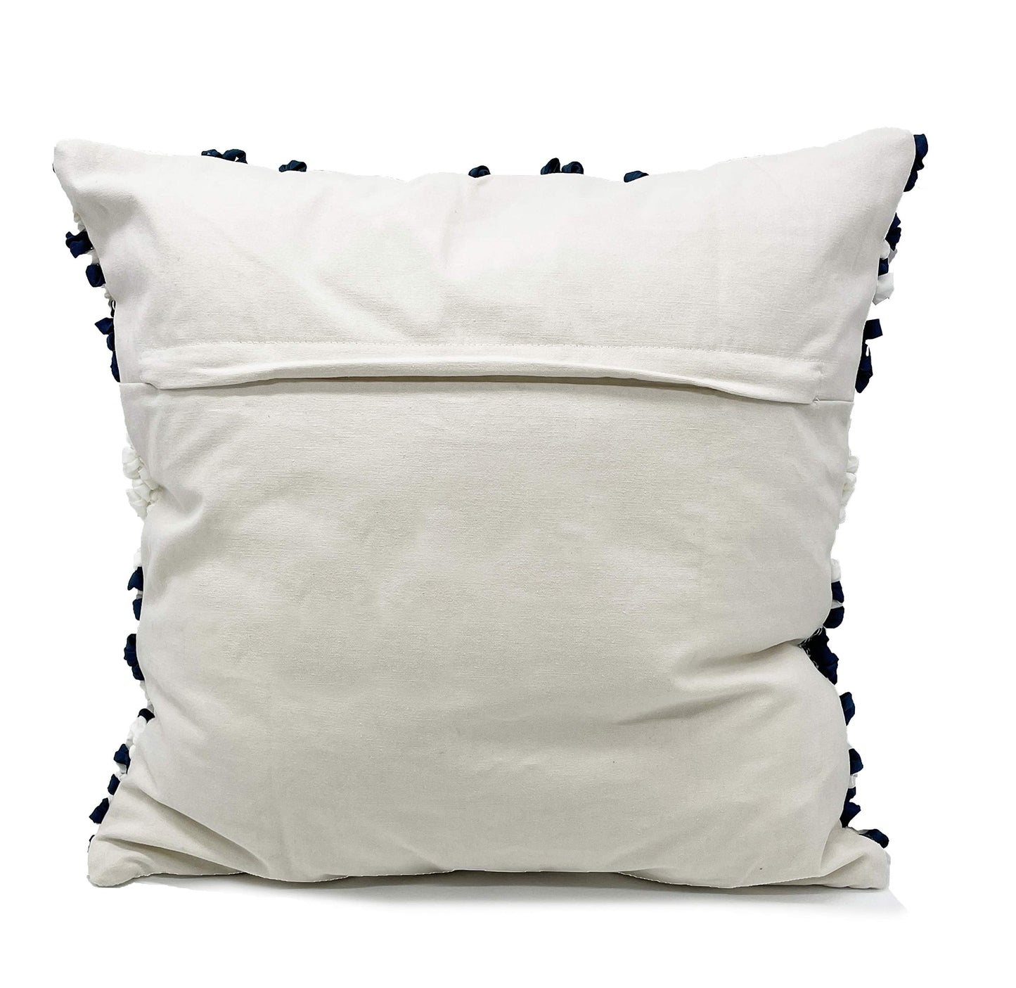 Fennco Styles Handmade Geometric Cotton Blend Decorative Throw Pillow Cover 18" W x 18" L - White Woven Pillow Case for Home, Couch, Bedroom, Bench and Office Décor