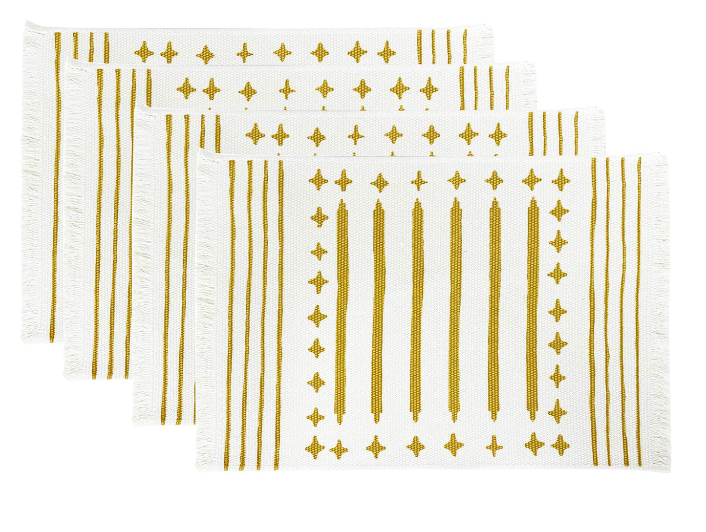Fennco Styles Diamond Print Braided Cotton Placemats 14" W x 19" L, Set of 4