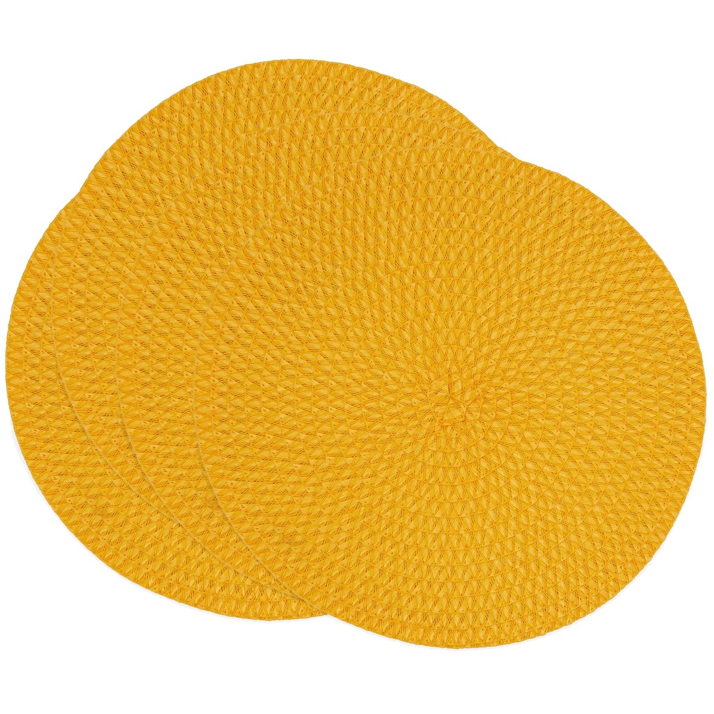 Fennco Styles Modern Everyday Textured Placemats 15 Inches Round, Set of 4 – Black Woven Table Mats for Home, Dining Room Décor, Banquets, Indoor & Outdoor and Special Events