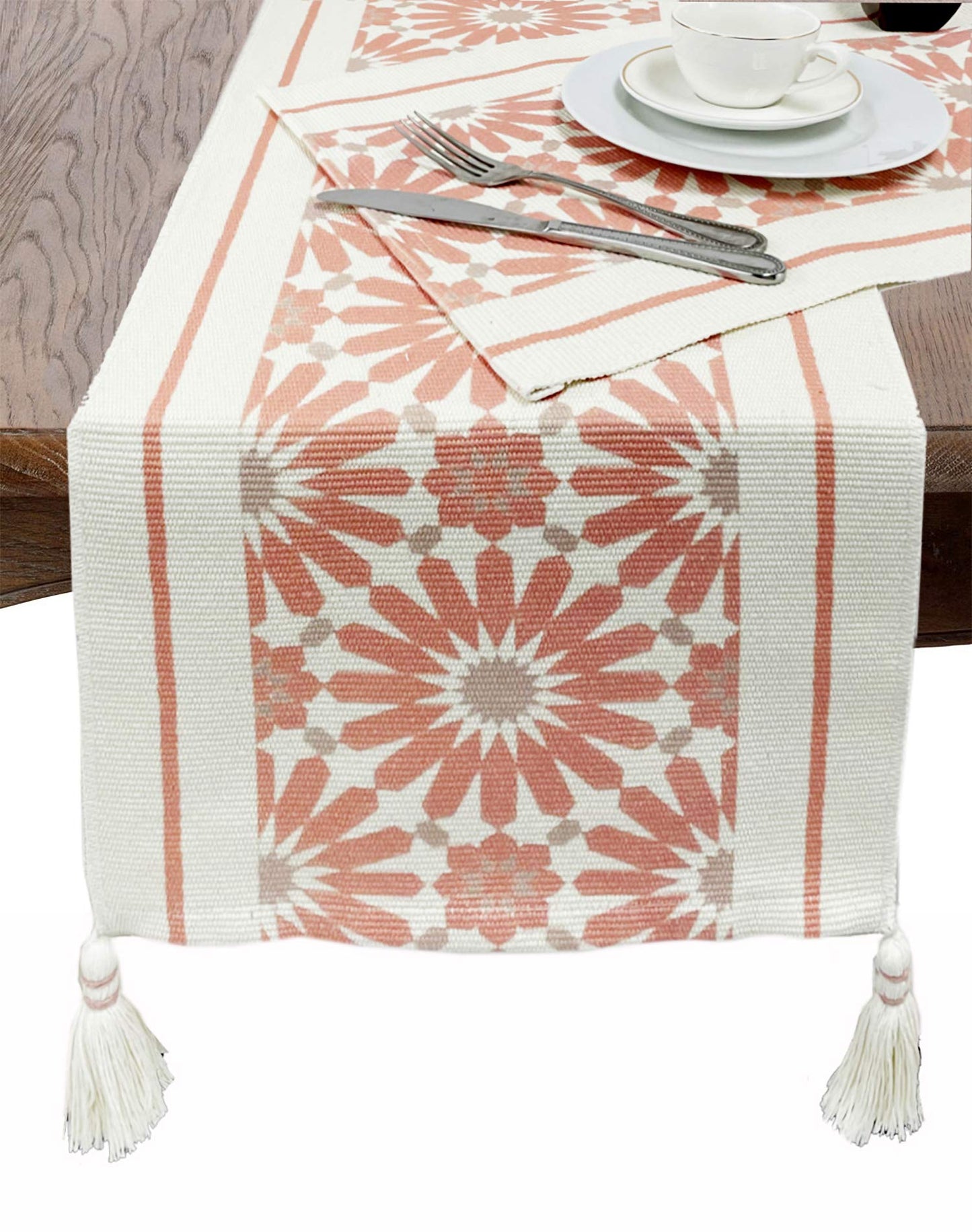 Fennco Styles Diamond Print Braided Cotton Placemats 14" W x 19" L, Set of 4