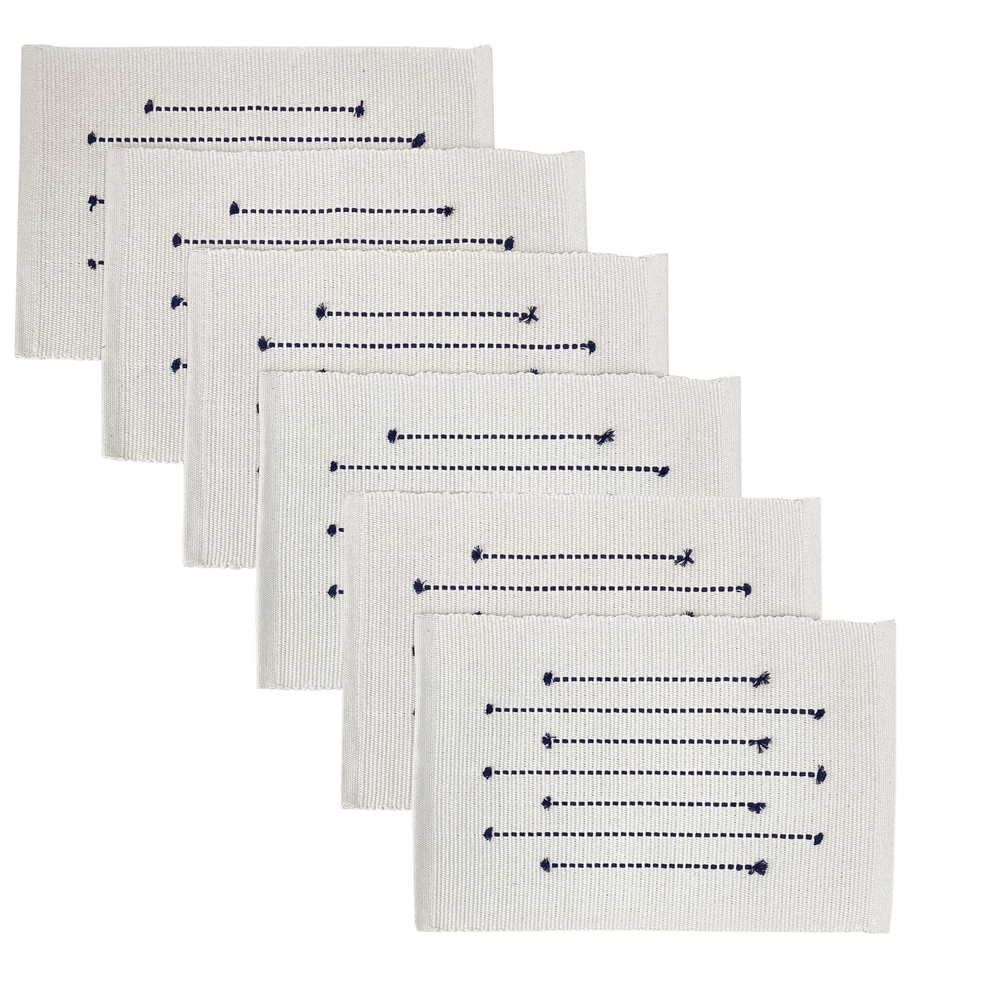 Fennco Styles Black Stripe Textured Minimalist Decorative Cotton Placemats 13" W x 19" L, Set of 6 - Heat Resistant Insulation Table Mats for Home Décor, Dining Table, Banquets and Special Events