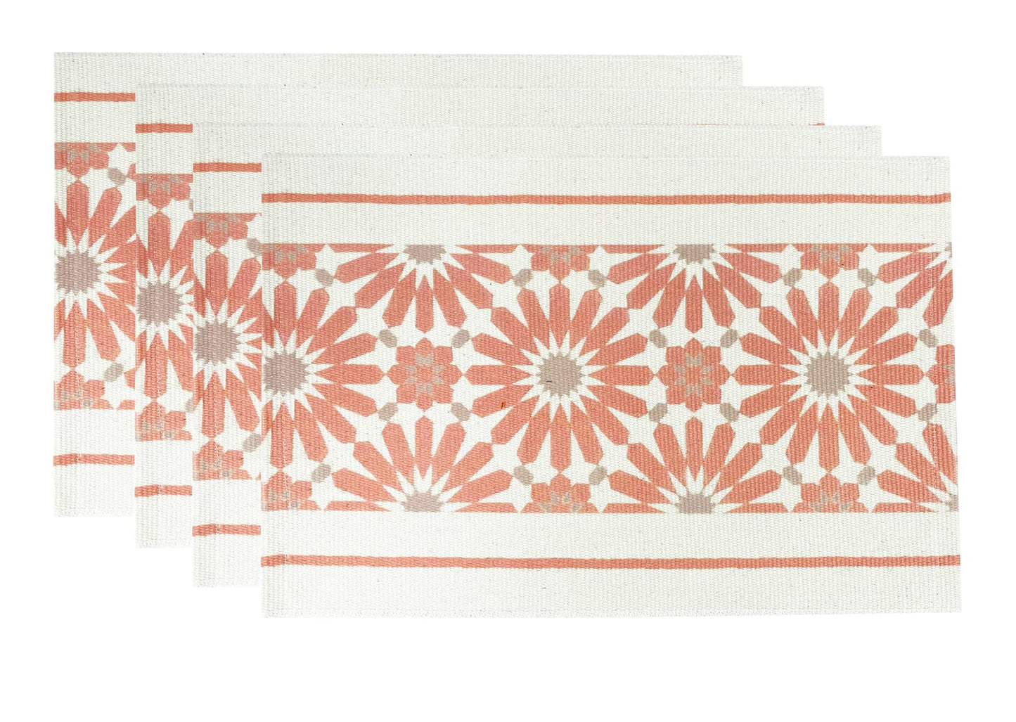 Fennco Styles Diamond Print Braided Cotton Placemats 14" W x 19" L, Set of 4