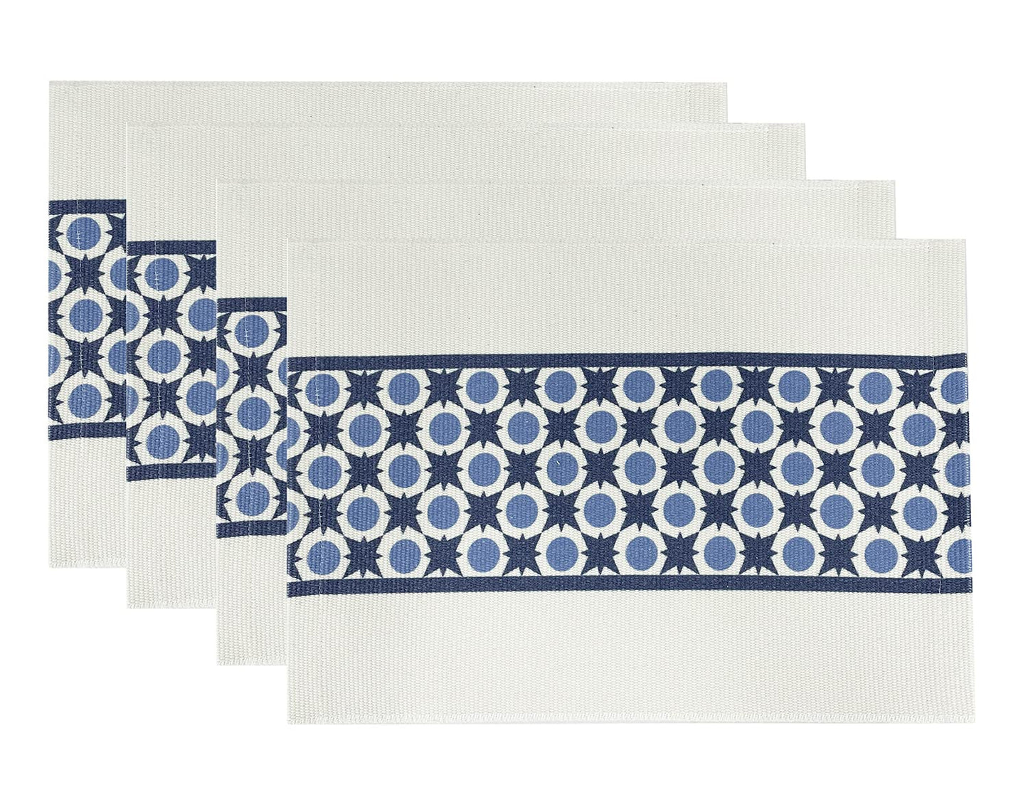 Fennco Styles Diamond Print Braided Cotton Placemats 14" W x 19" L, Set of 4