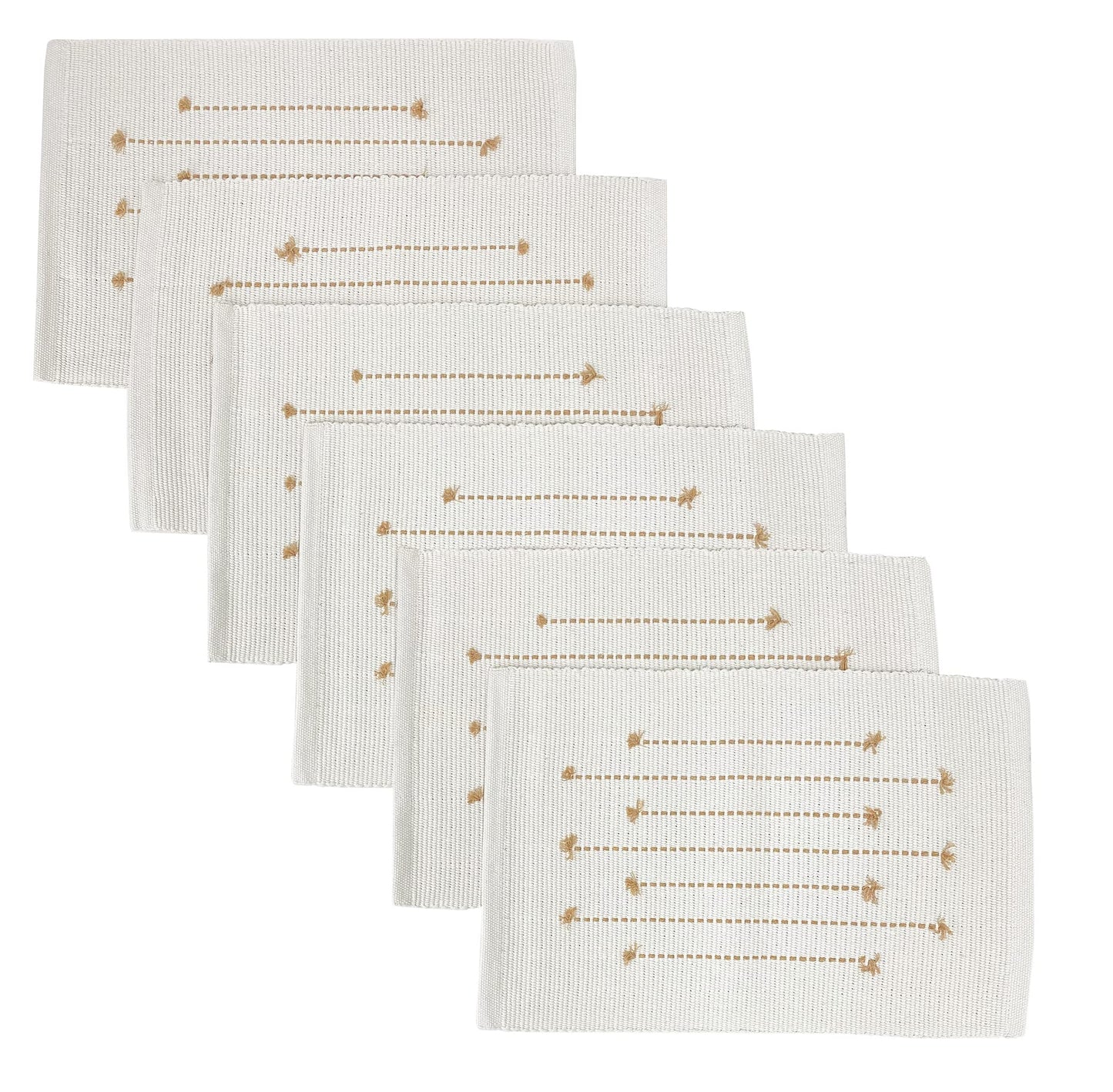 Fennco Styles Black Stripe Textured Minimalist Decorative Cotton Placemats 13" W x 19" L, Set of 6 - Heat Resistant Insulation Table Mats for Home Décor, Dining Table, Banquets and Special Events