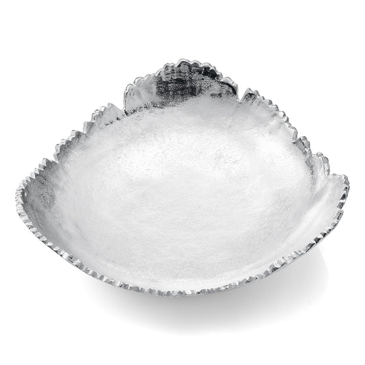 Silver Platter Bowl – Modern Aluminum Decorative Centerpiece with Textured Metallic Finish
