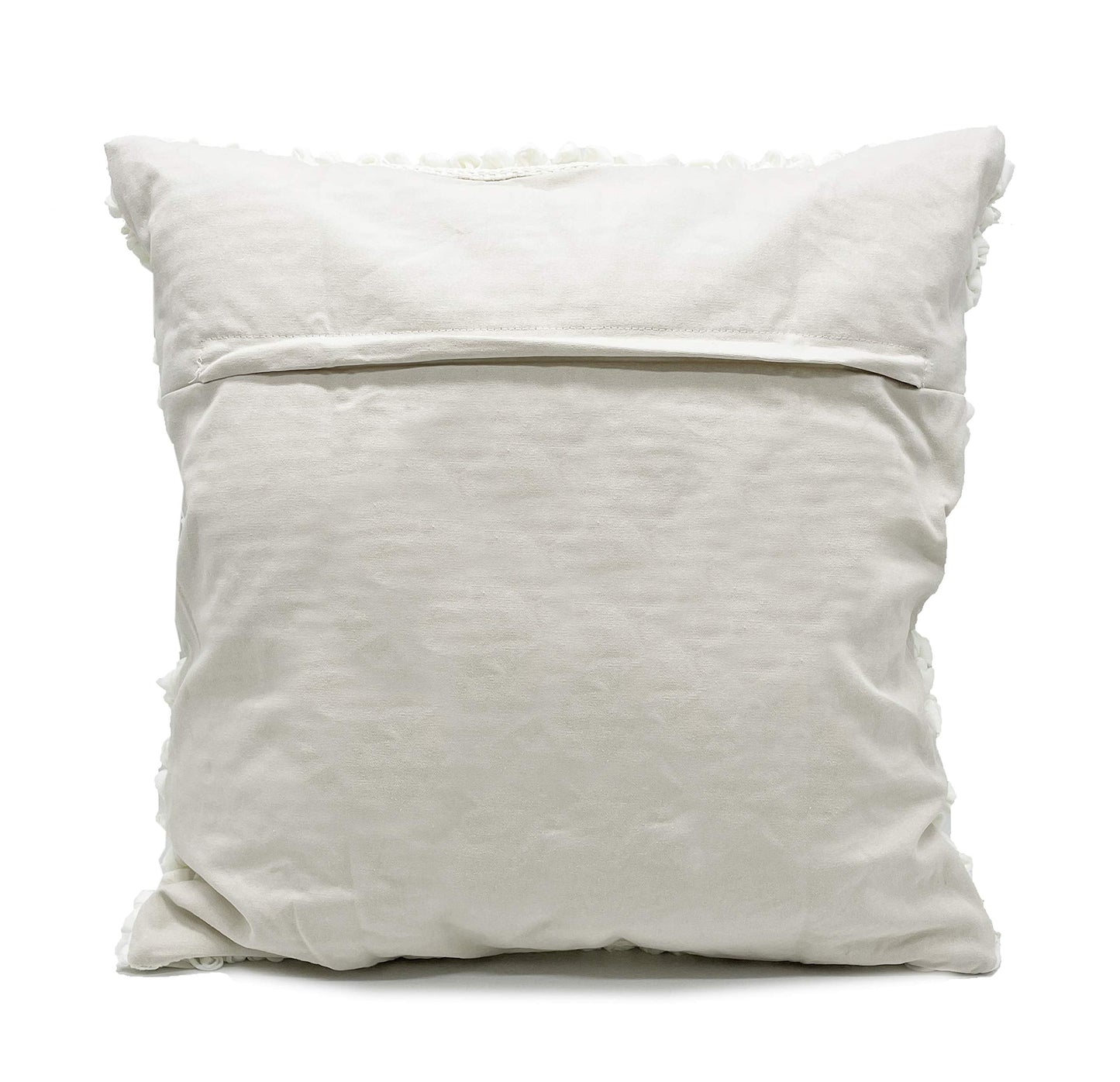 Fennco Styles Handmade Geometric Cotton Blend Decorative Throw Pillow Cover 18" W x 18" L - White Woven Pillow Case for Home, Couch, Bedroom, Bench and Office Décor