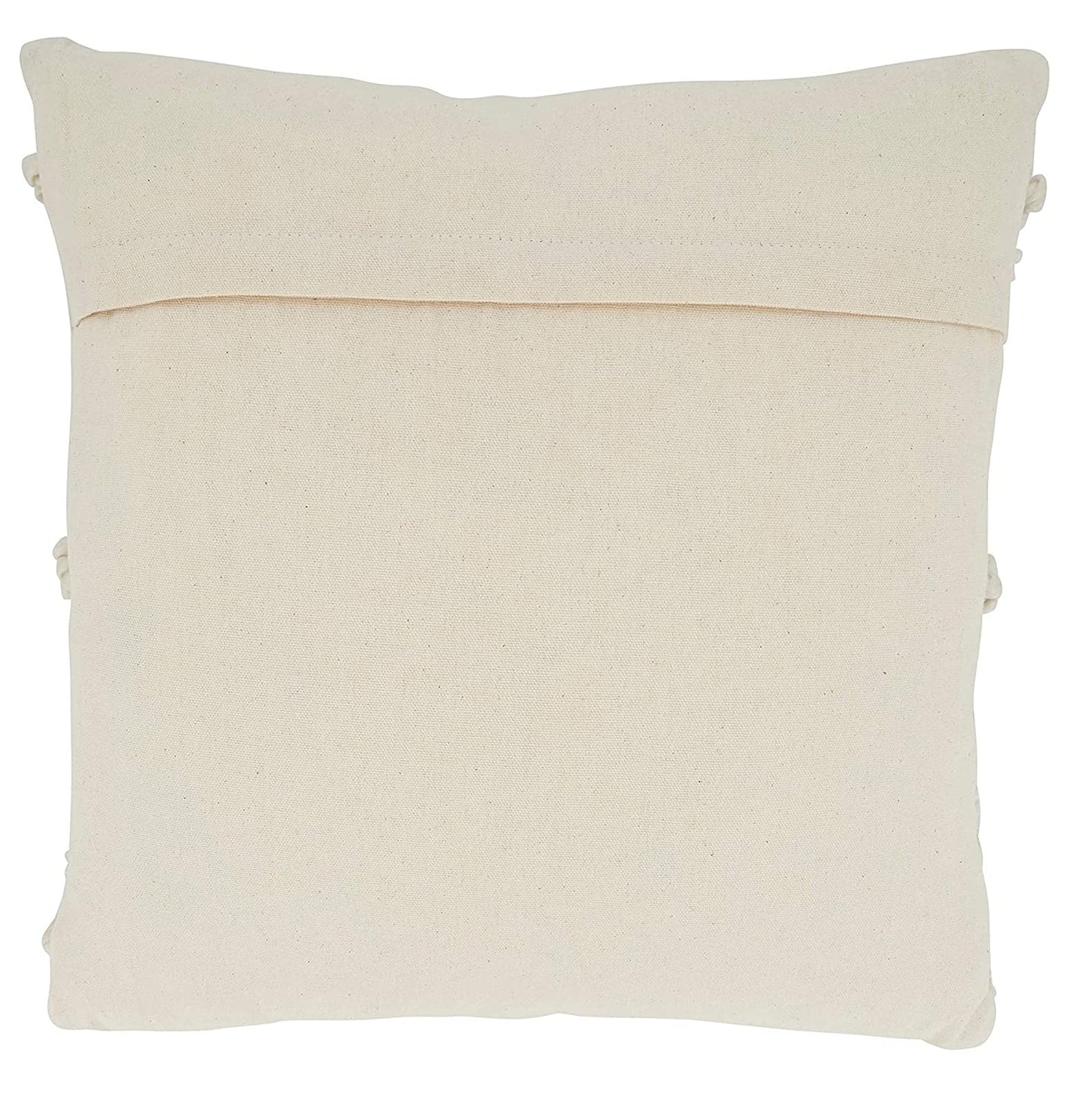Fennco Styles Pom Pom Diamond Decorative Throw Pillow Cover 18" W x 18" L - Ivory Square Cushion Case for Home, Couch, Bedroom, Living Room and Office Décor