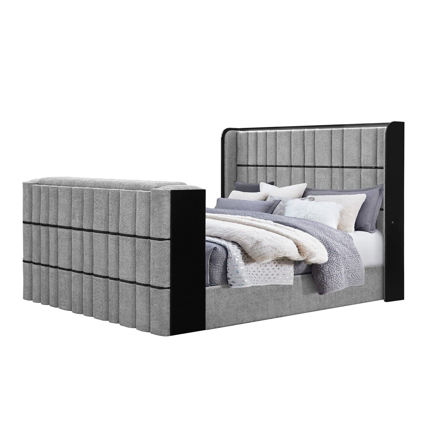 Isaiah - Bed With TV Lift-LED Speakers And Fireplace