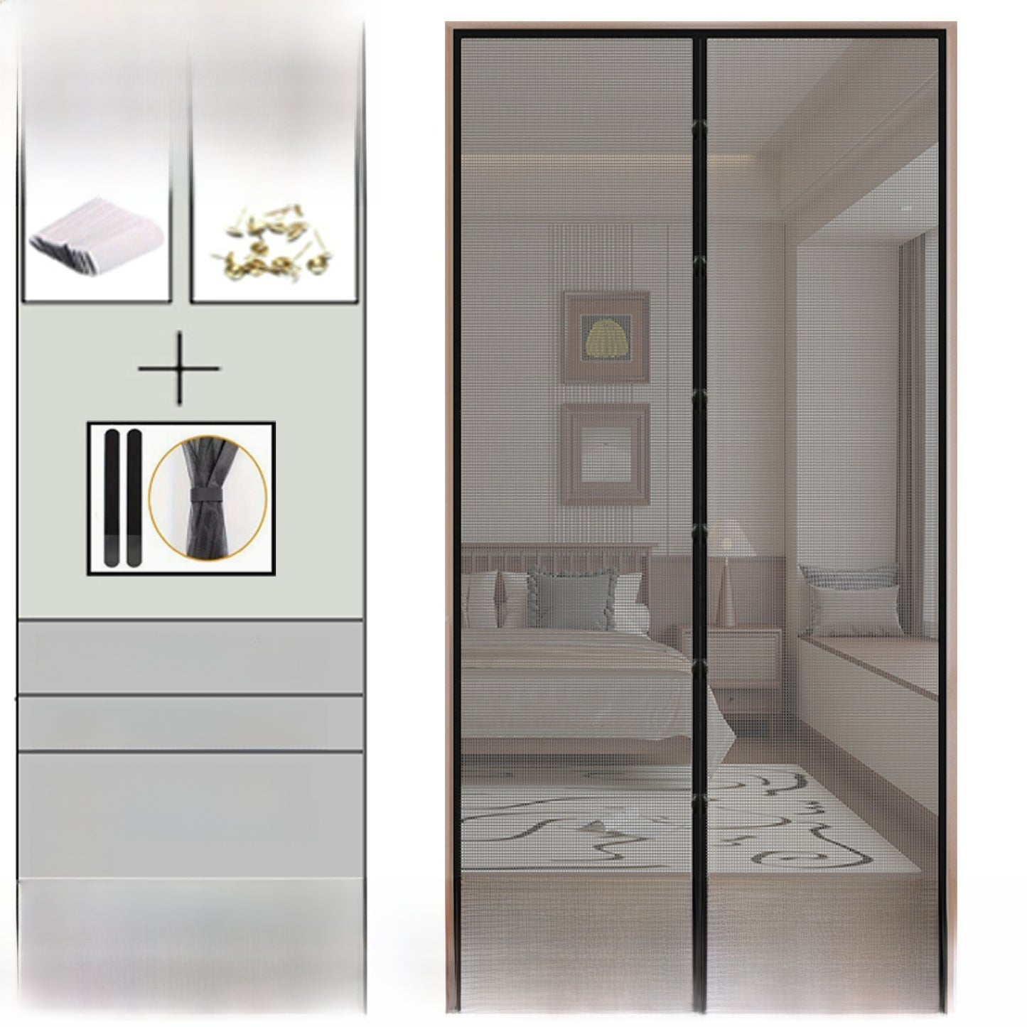 Magnetic Anti Mosquito Door Curtain with No Drill Installation