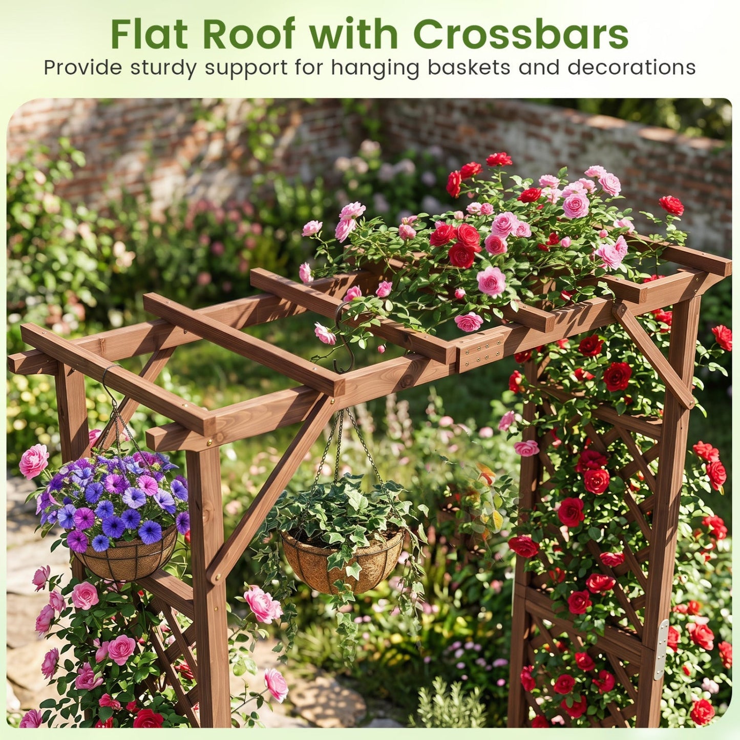 Garden Arbor with Planter Boxes 87in Tall Wooden Trellis