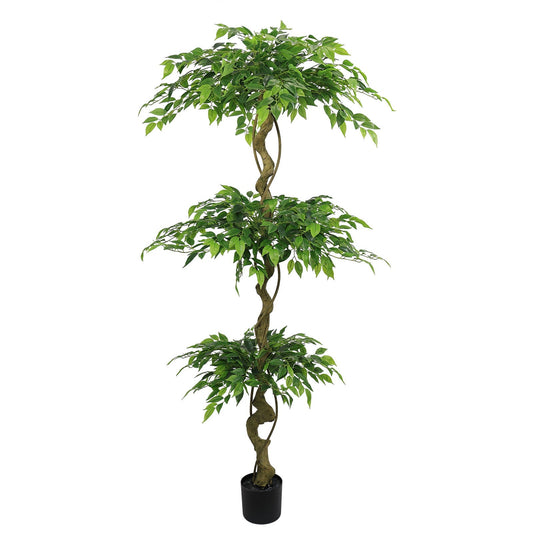 Artificial Ficus Tree With Pot For Home Decor Indoor Plant - Green