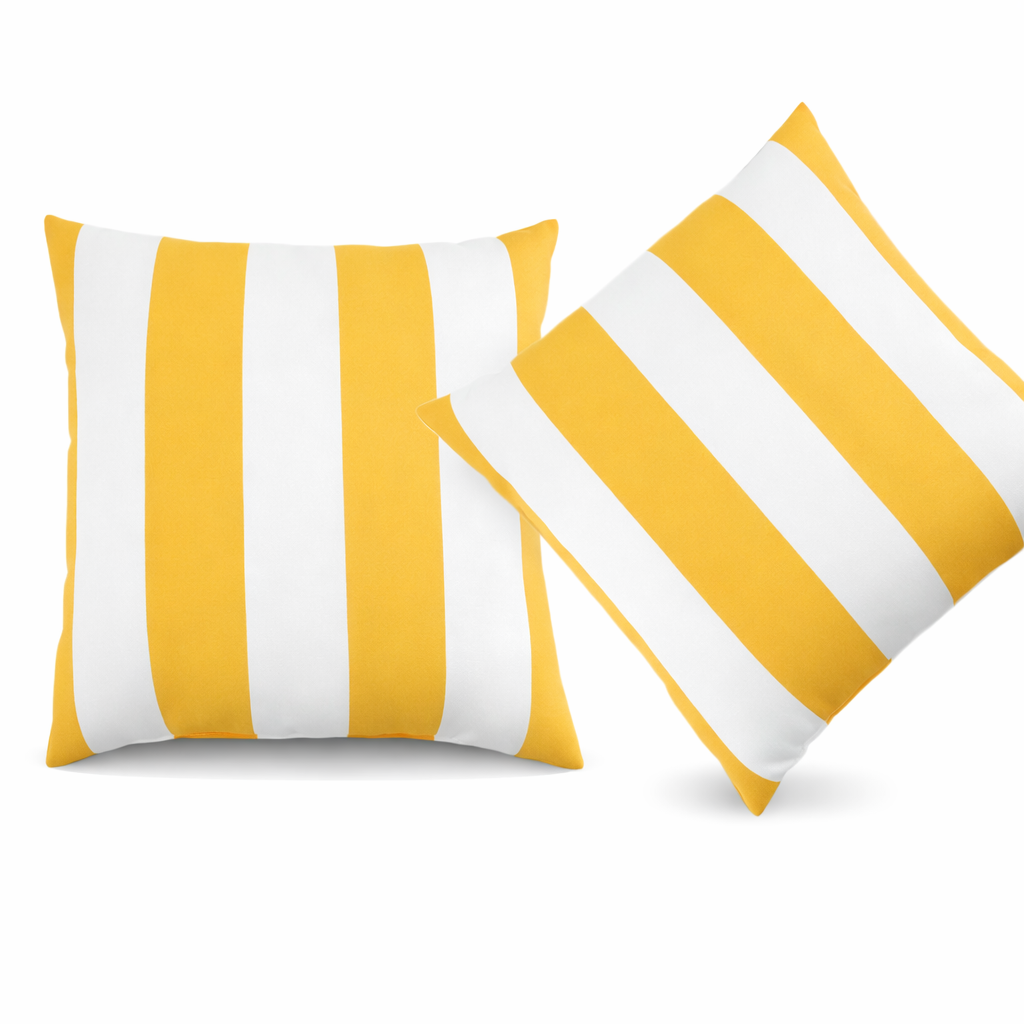 2 Pack Outdoor Throw Pillows in Yellow/White
