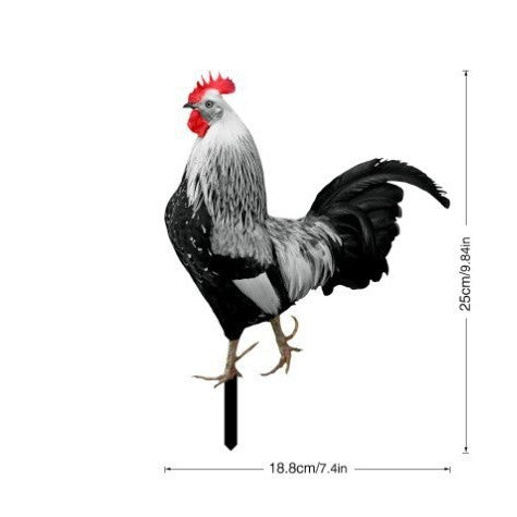 3D Rooster Acrylic Mirror Garden Decoration