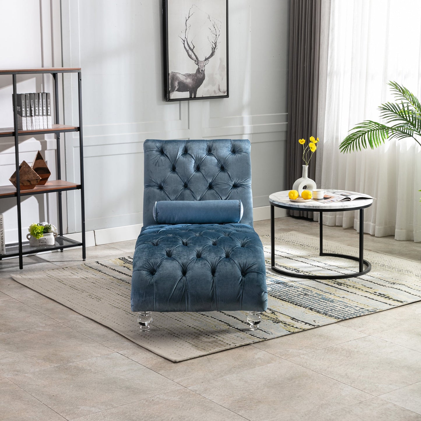 Velvet Chaise Lounge Indoor, Button-Tufted Upholstered Chaise Lounge Chair