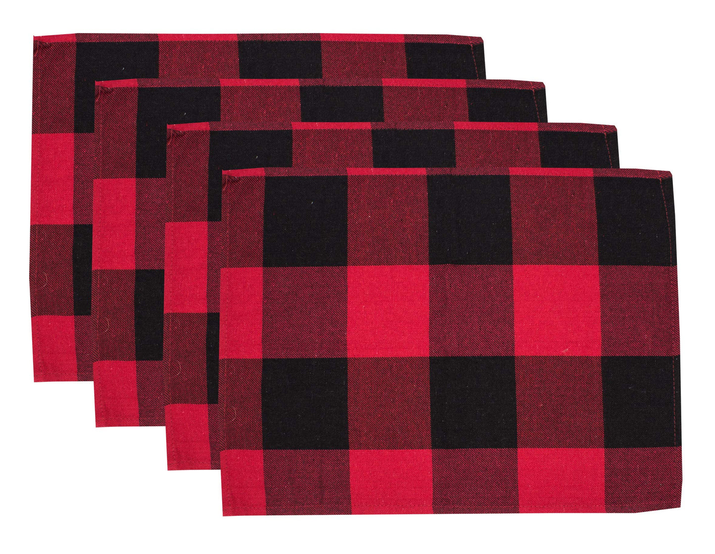 Fennco Styles Rustic Buffalo Check Holiday Plaid Cotton Placemats 14" x 20", Set of 4