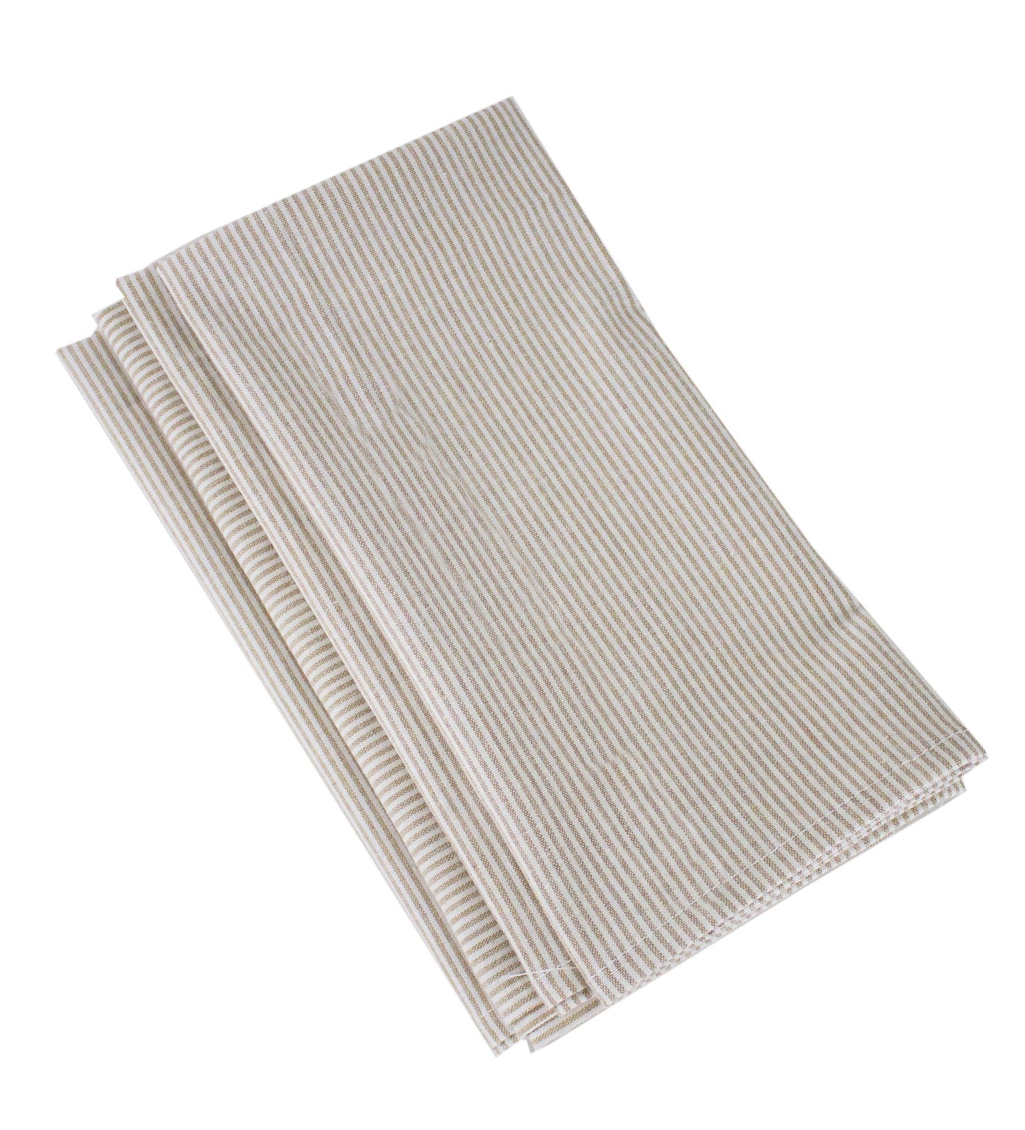 Fennco Styles Farmhouse Neutral Striped 100% Pure Cotton Tablecloth - Yellow Tablecloth for Everyday Use, Banquets, Family Gathering, Special Events and Home Décor