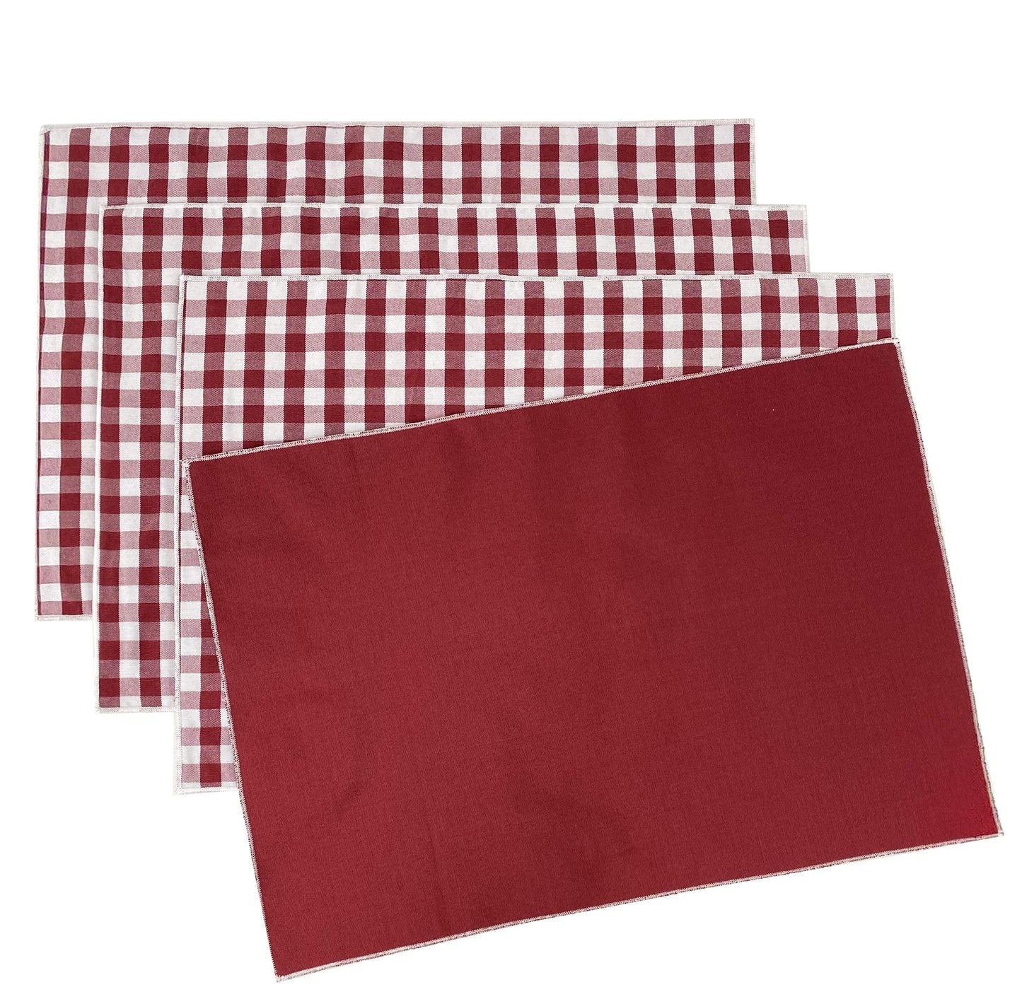 Fennco Styles Handmade Reversible Checkered Border Design Table Runner - Check Table Cover for Home, Dining Table, Banquet and Special Occasion
