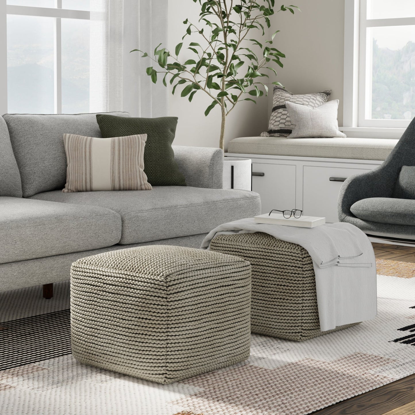 Eastmont 18 Inch Wide Square Pouf